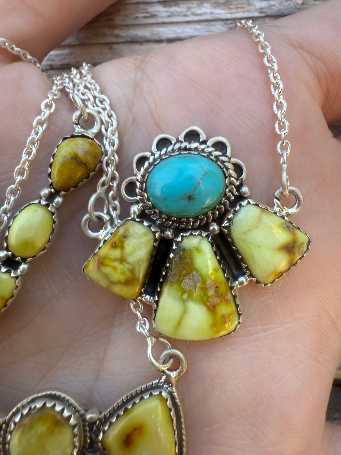 Palomino and Kingman Turquoise Sterling Silver Necklaces