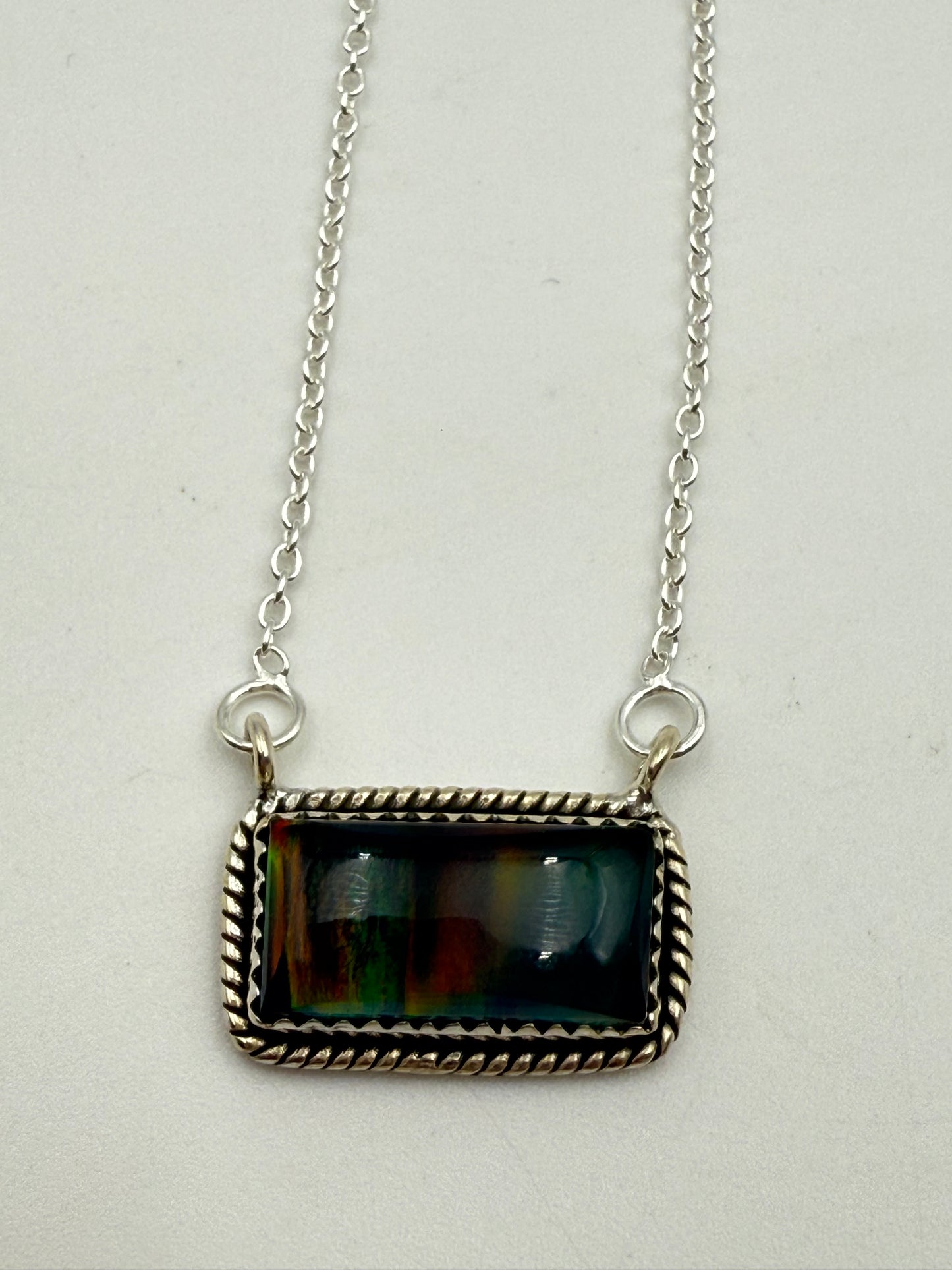 Aurora Opal Sterling Silver Bar Necklaces