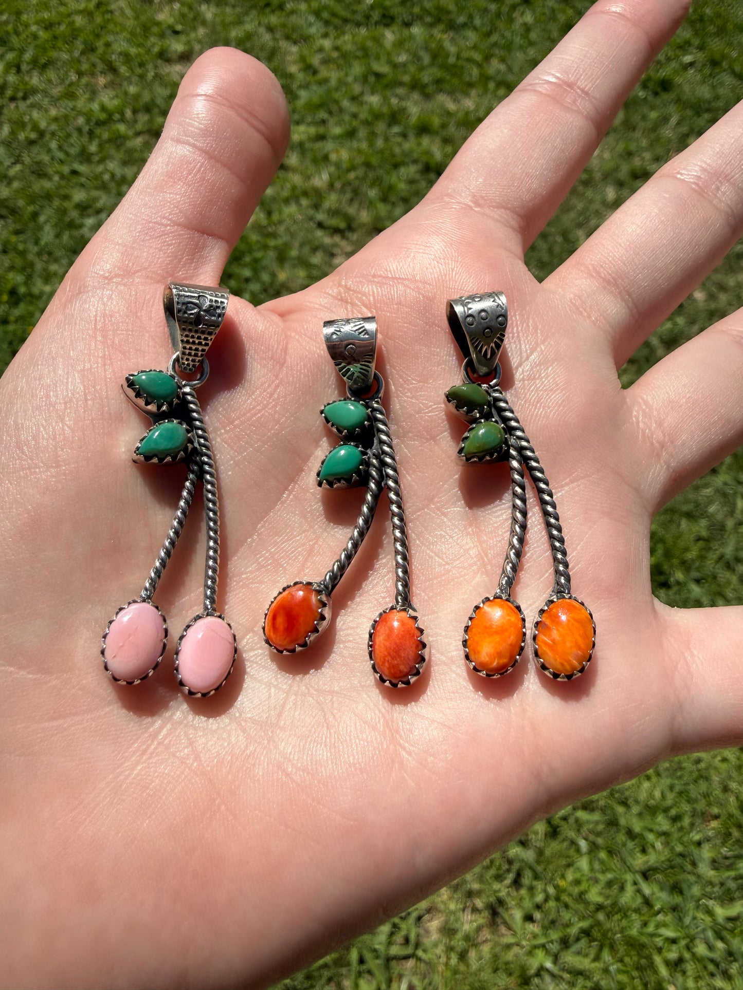 Cherry Multi Stone Sterling Silver Pendant