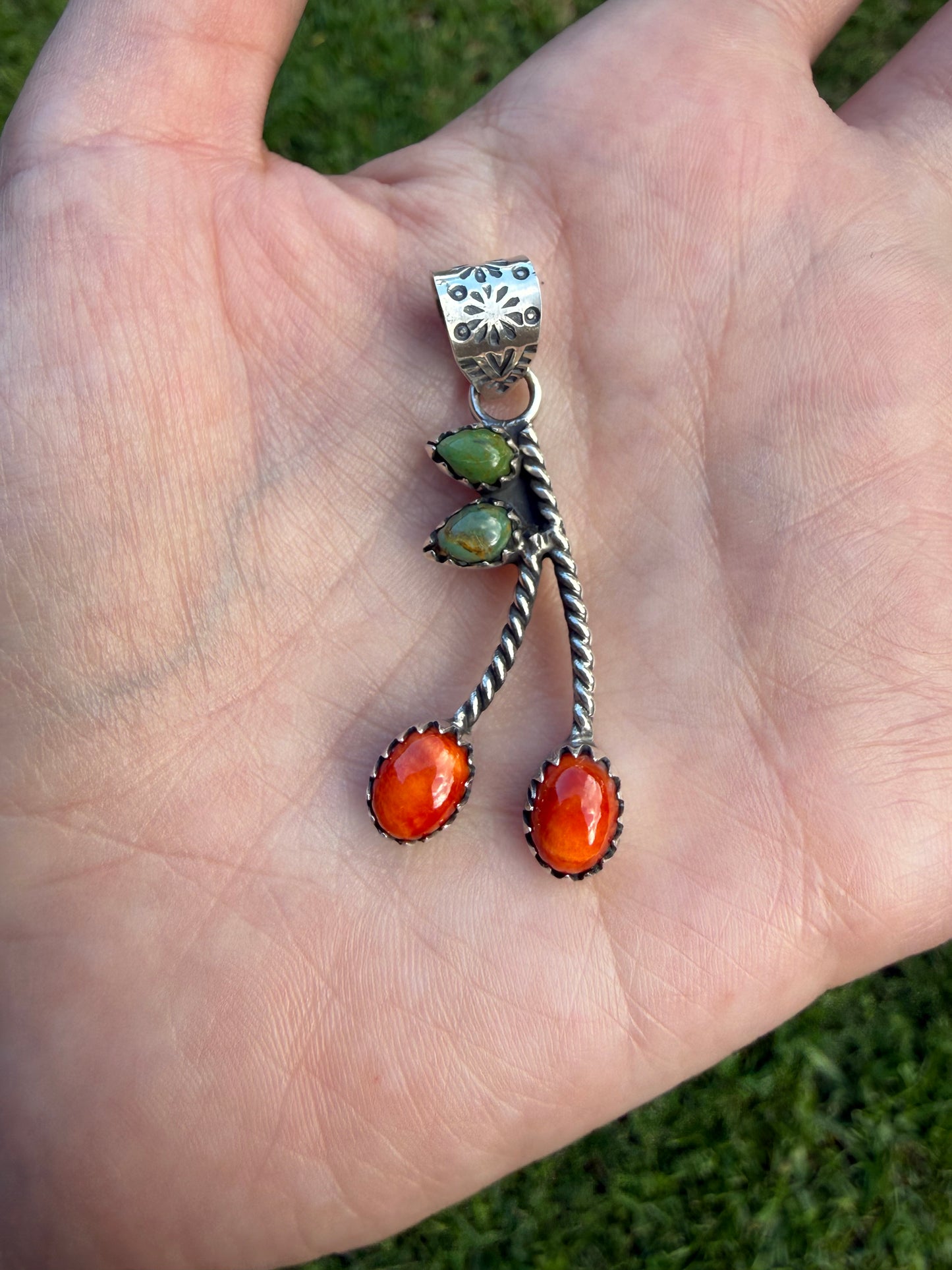 Cherry Multi Stone Sterling Silver Pendant