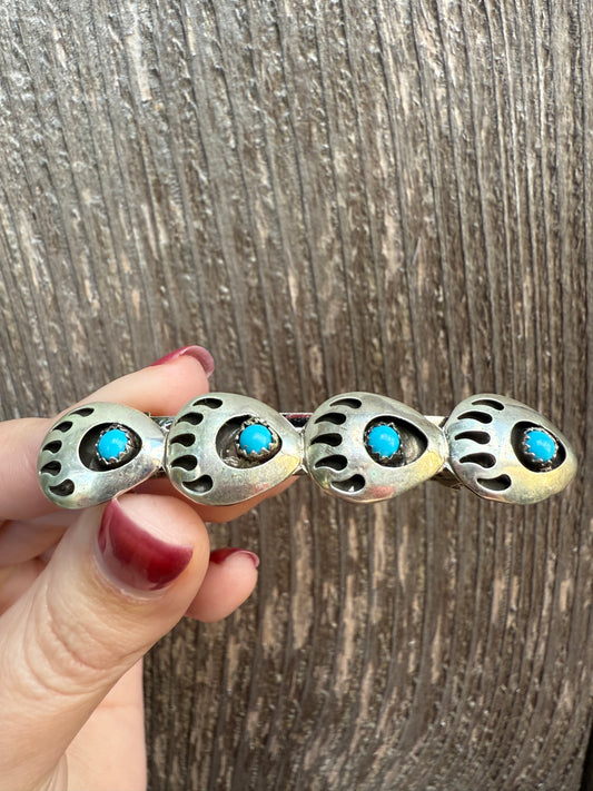 Navajo Turquoise Accent  Bear Paw Hair Clip