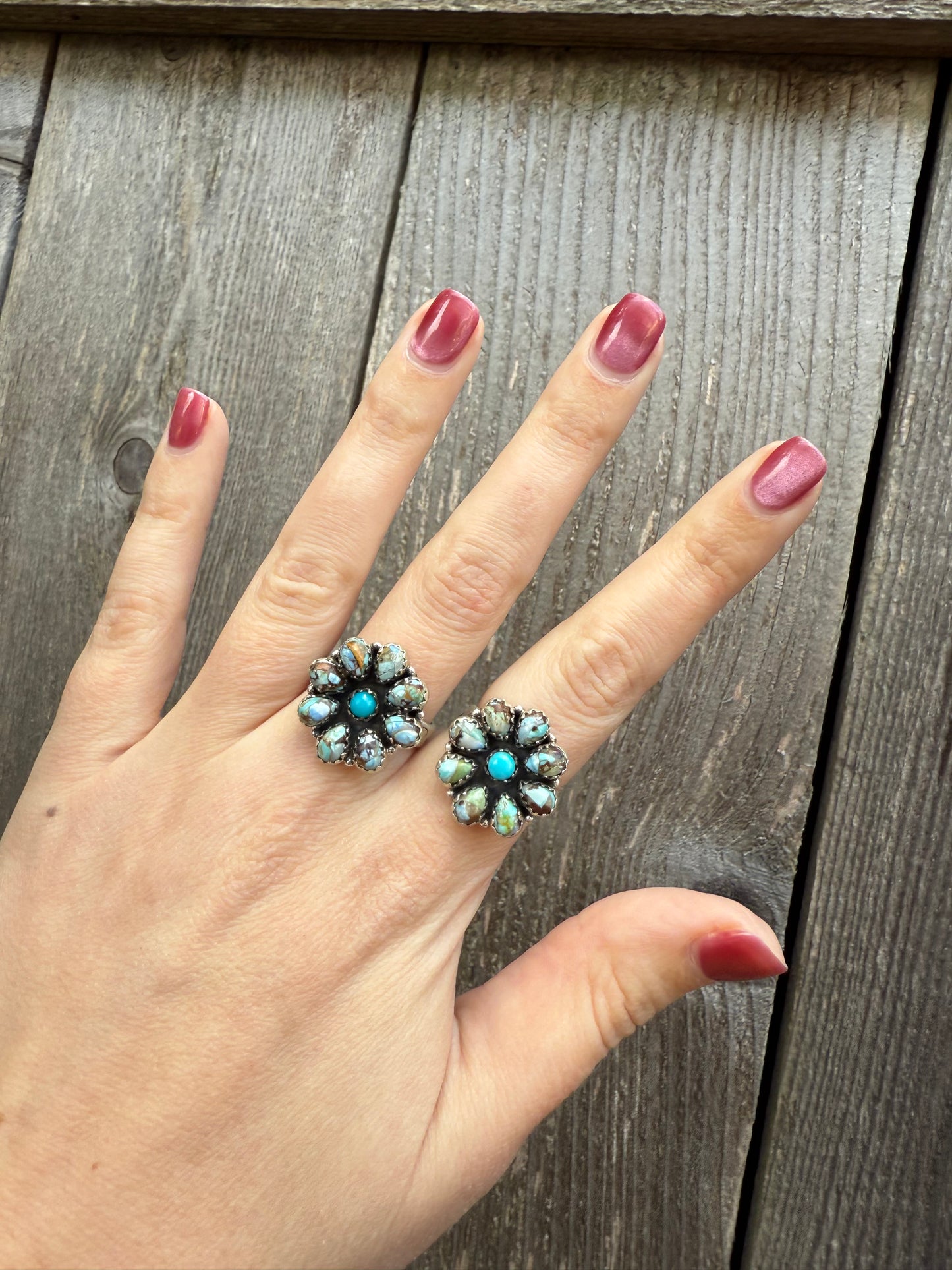 Golden Hills Kingman Full Flower Sterling Silver Adjustable Ring