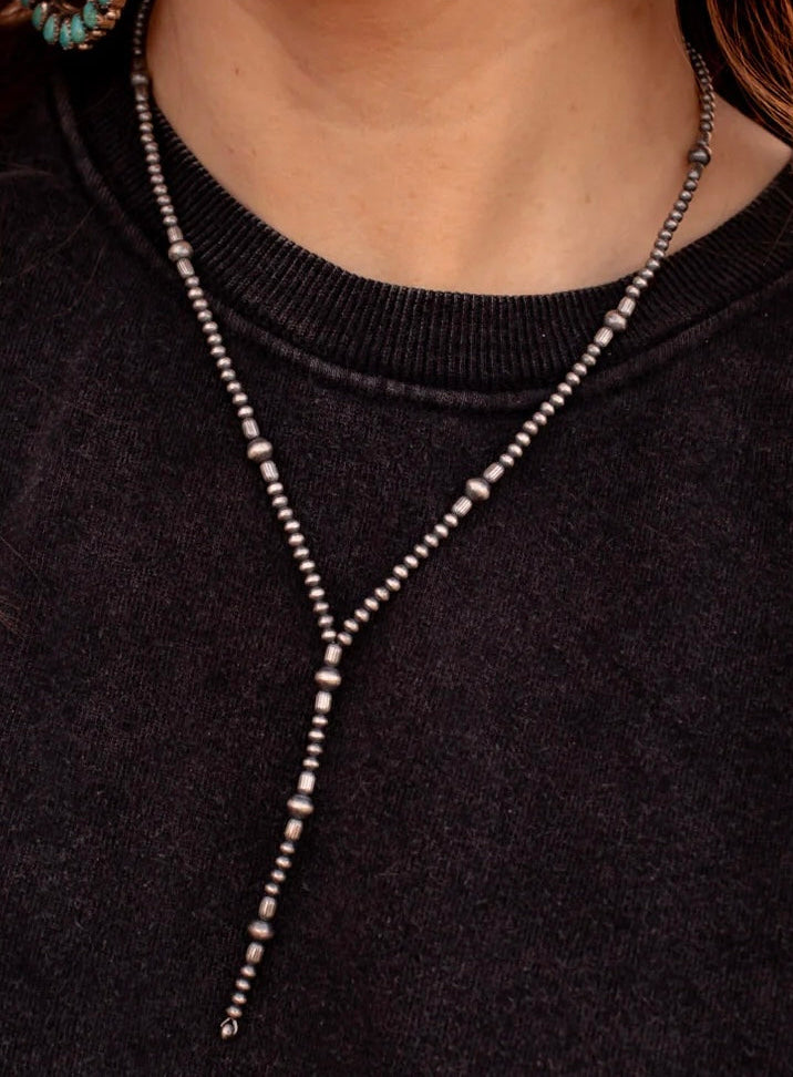 Desert Pearl Lariat Sterling Silver 925 Necklace - ANGELINA