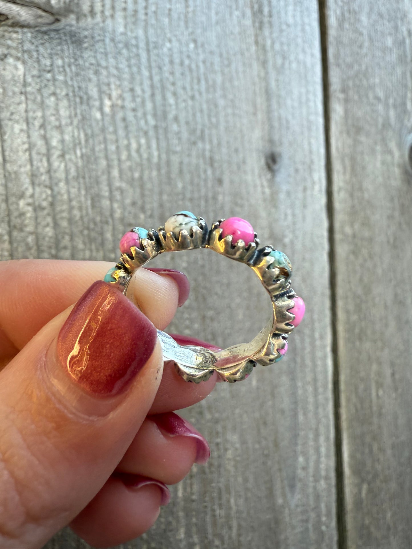 Cotton Candy Turquoise Infinity Sterling Silver Ring
