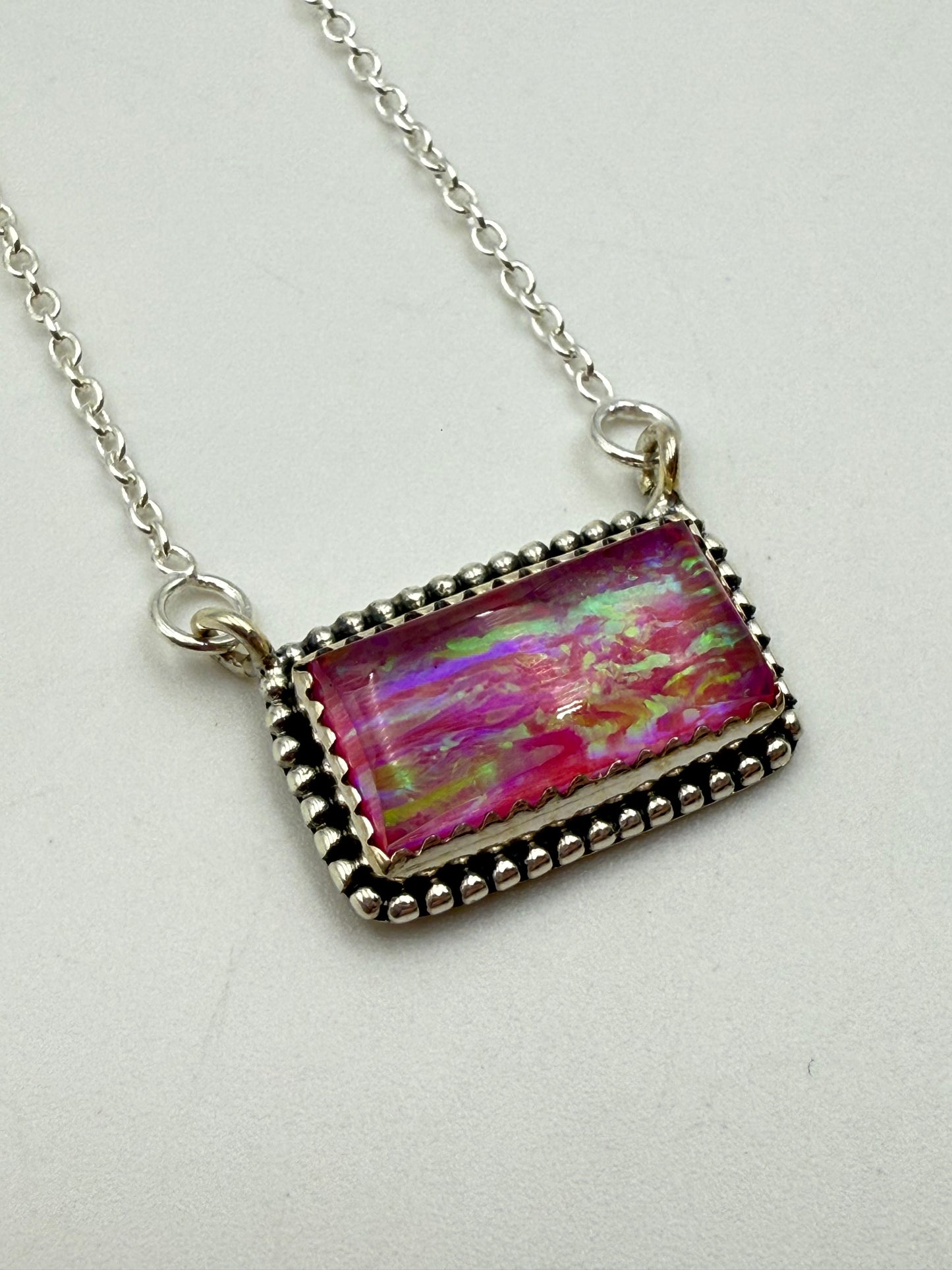 Aurora Opal Sterling Silver Bar Necklaces