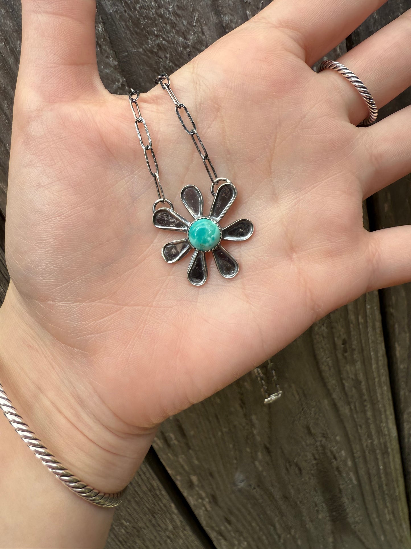 Pilot Mountain Turquoise Flower Necklace By Midwest Western Wear