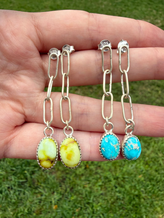Palomino and Whitewater Chain Dangle Sterling Silver Earrings