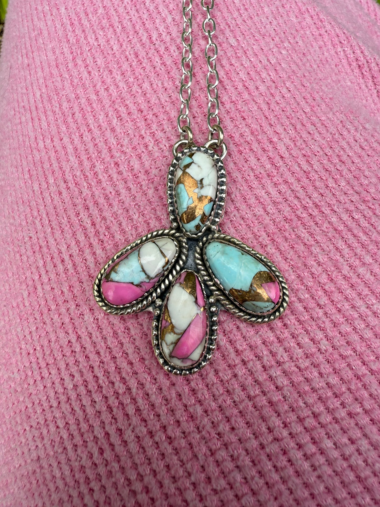 Cotton Candy Sterling Silver 925 Statement Necklace