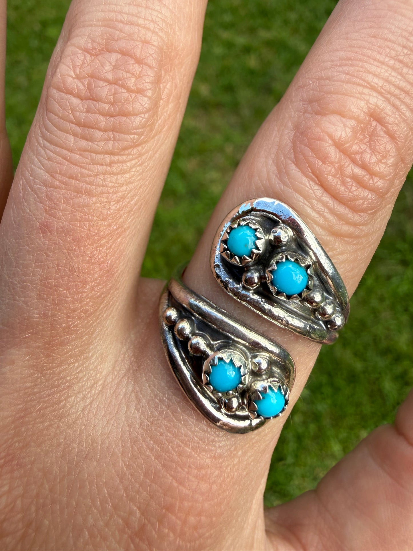 Navajo Turquoise Floater Sterling Silver Ring