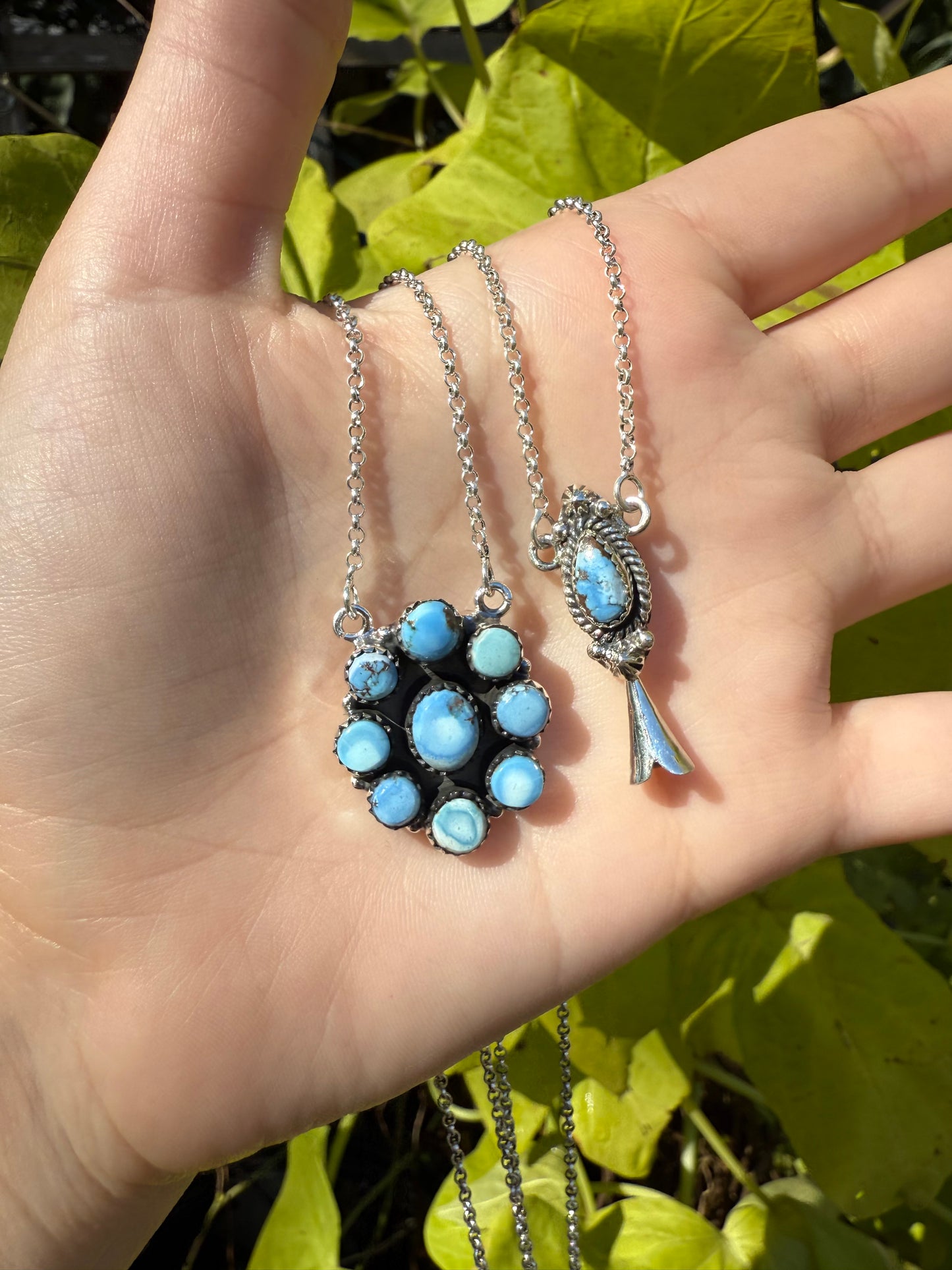 Golden Hill Squash Blossom Horn Sterling Silver Necklace