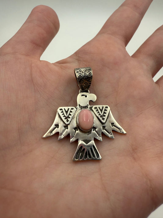 Pink Conch Thunderbird Sterling Silver 925 Pendant