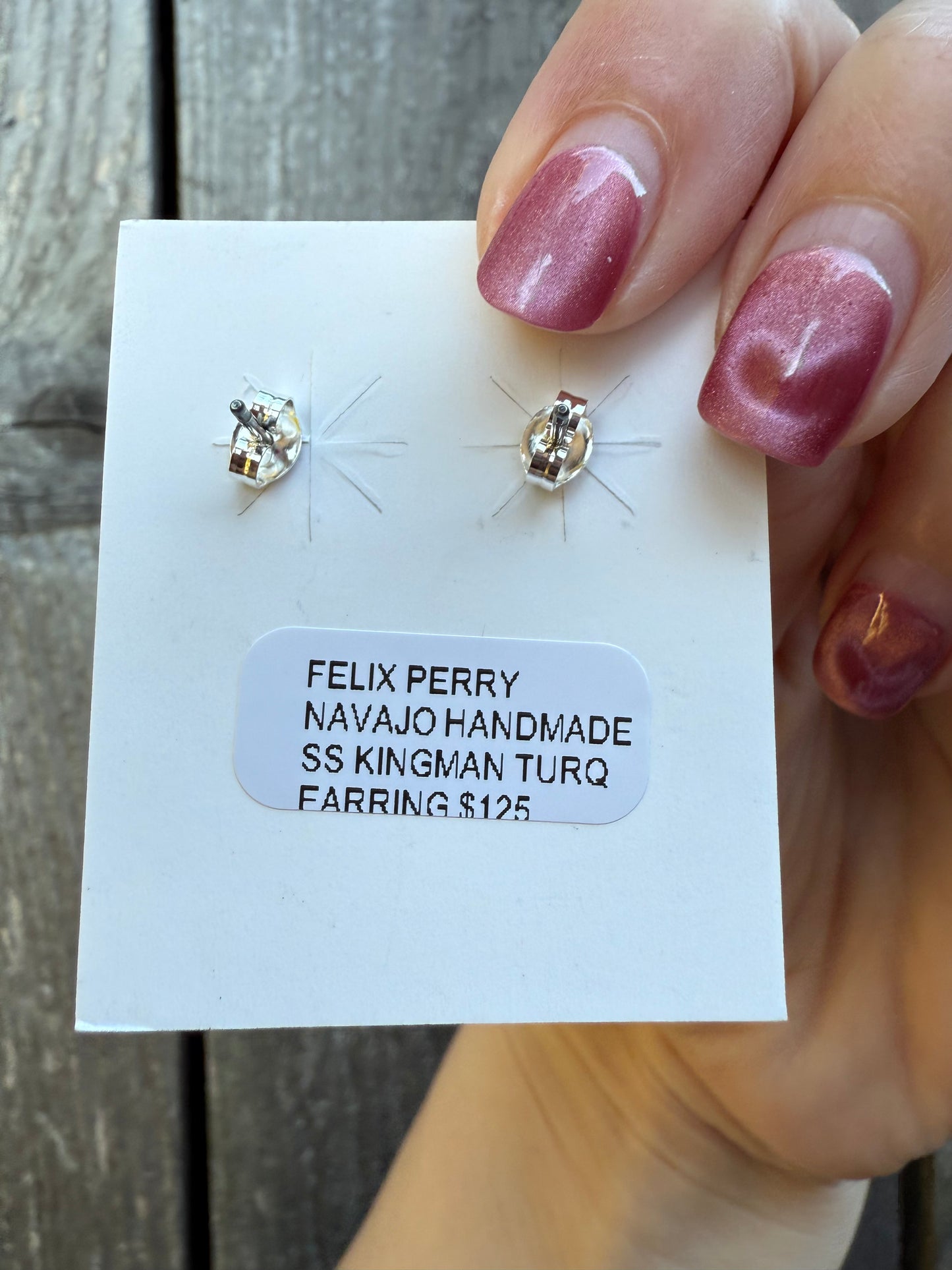 Navajo Turquoise Shadow Box Sterling Silver Earrings by Felix Perry