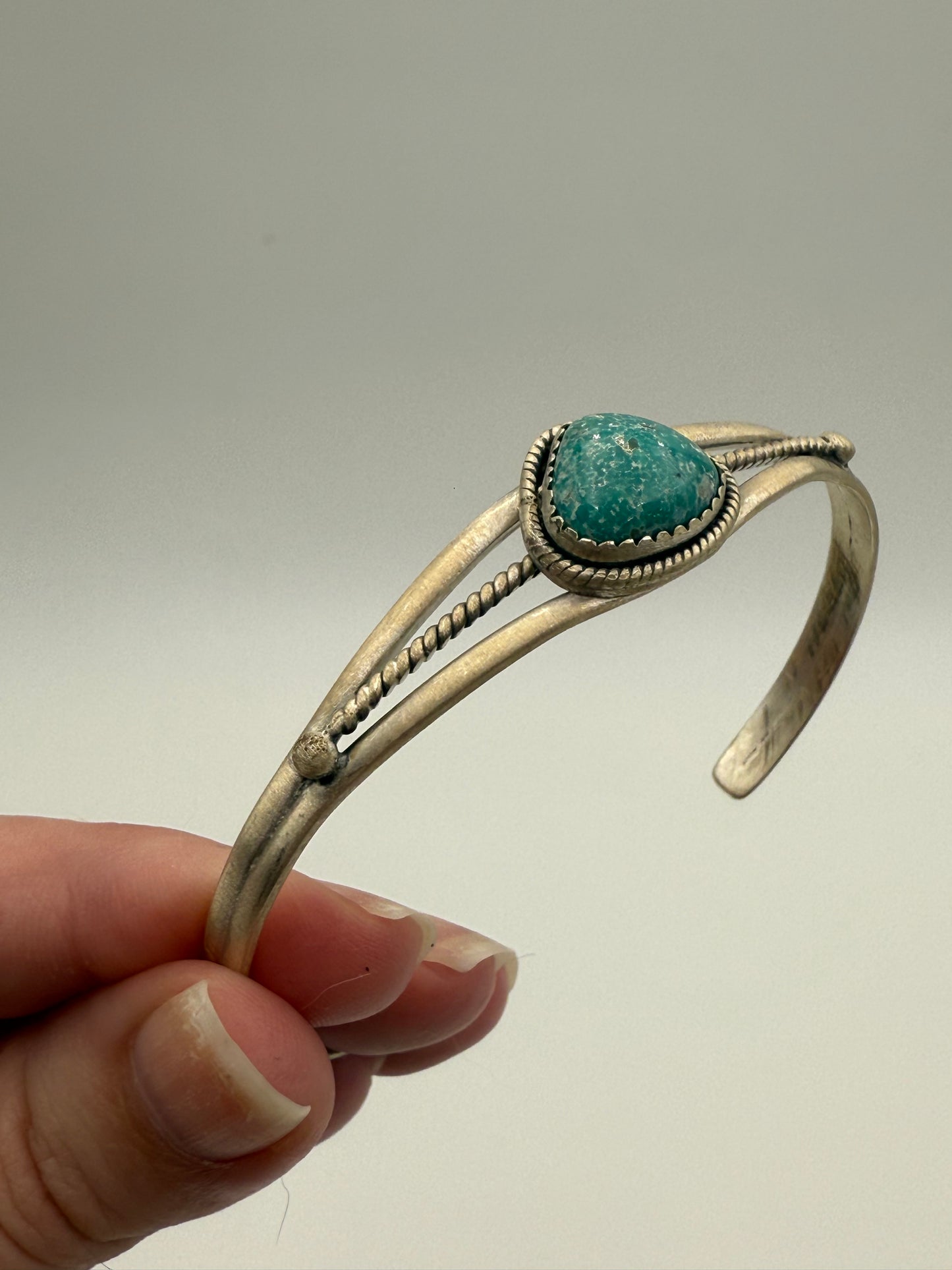 Sonoran Gold & Whitewater Turquoise Statement Rope Style Sterling Silver Cuff