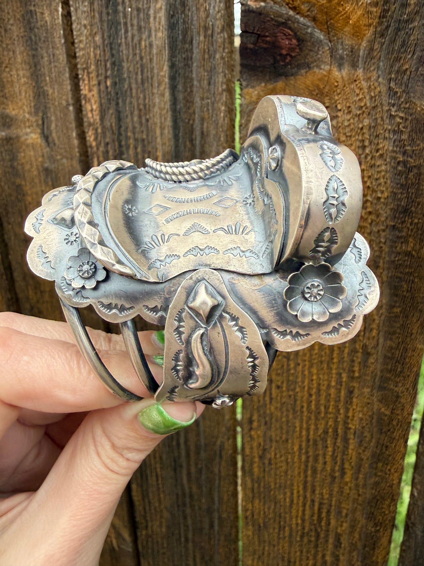 Navajo Saddle Sterling Silver Cuff By Tim Yazzie