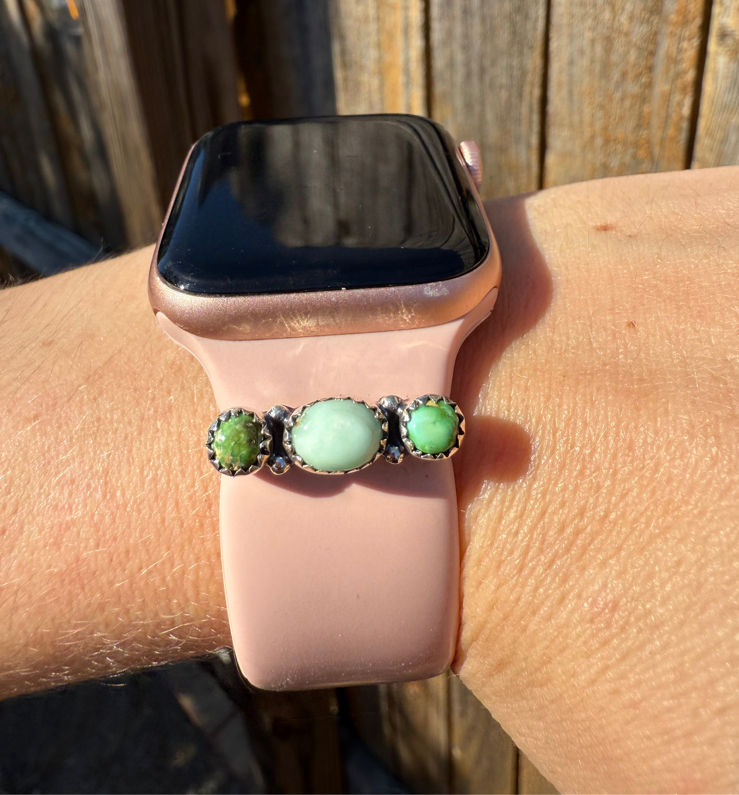 Paloma and Emerald Jasper Apple Smartwatch Charm Green Stone 925 Sterling