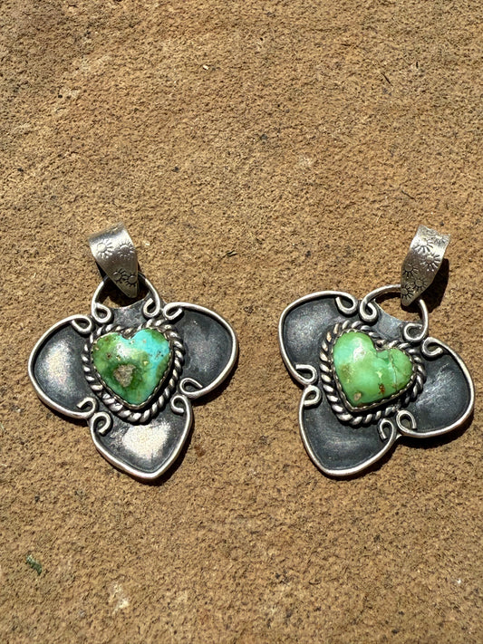 Sonoran Gold Turquoise Shadow Box Style Heart Pendant