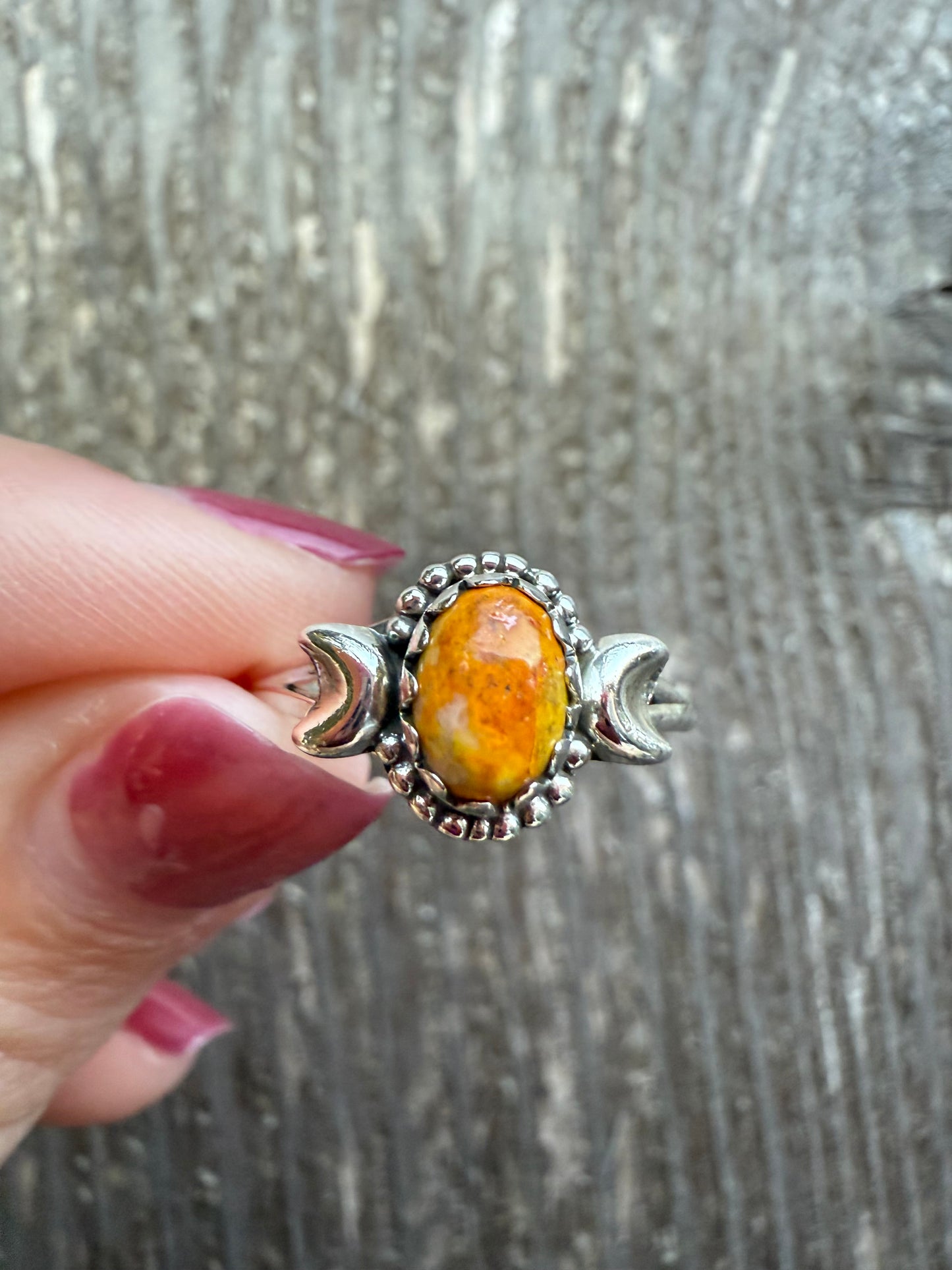 Crescent Moon Sterling Silver Ring