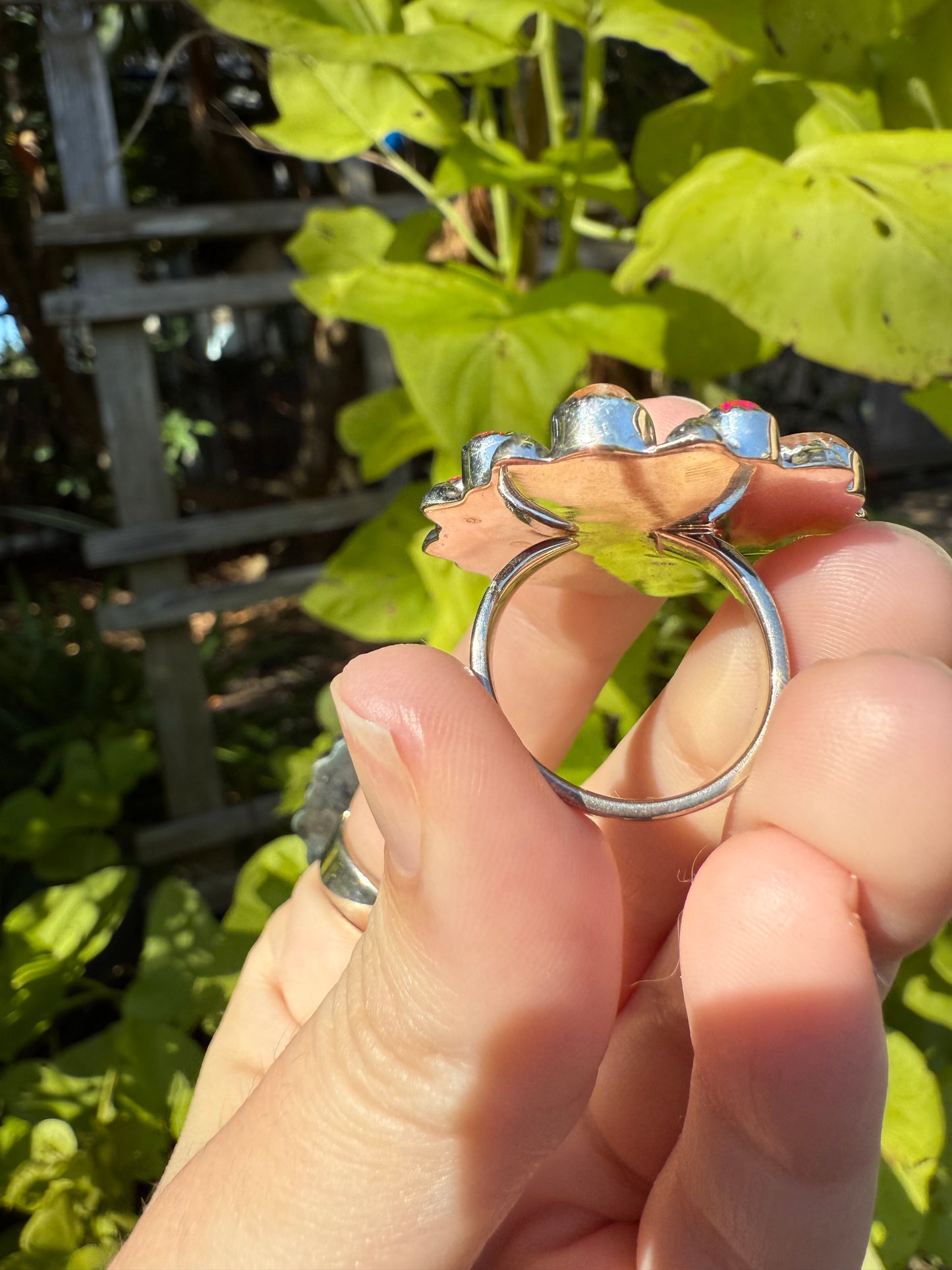 Pink Conch Statement Sterling Silver Balloon Opal Rings