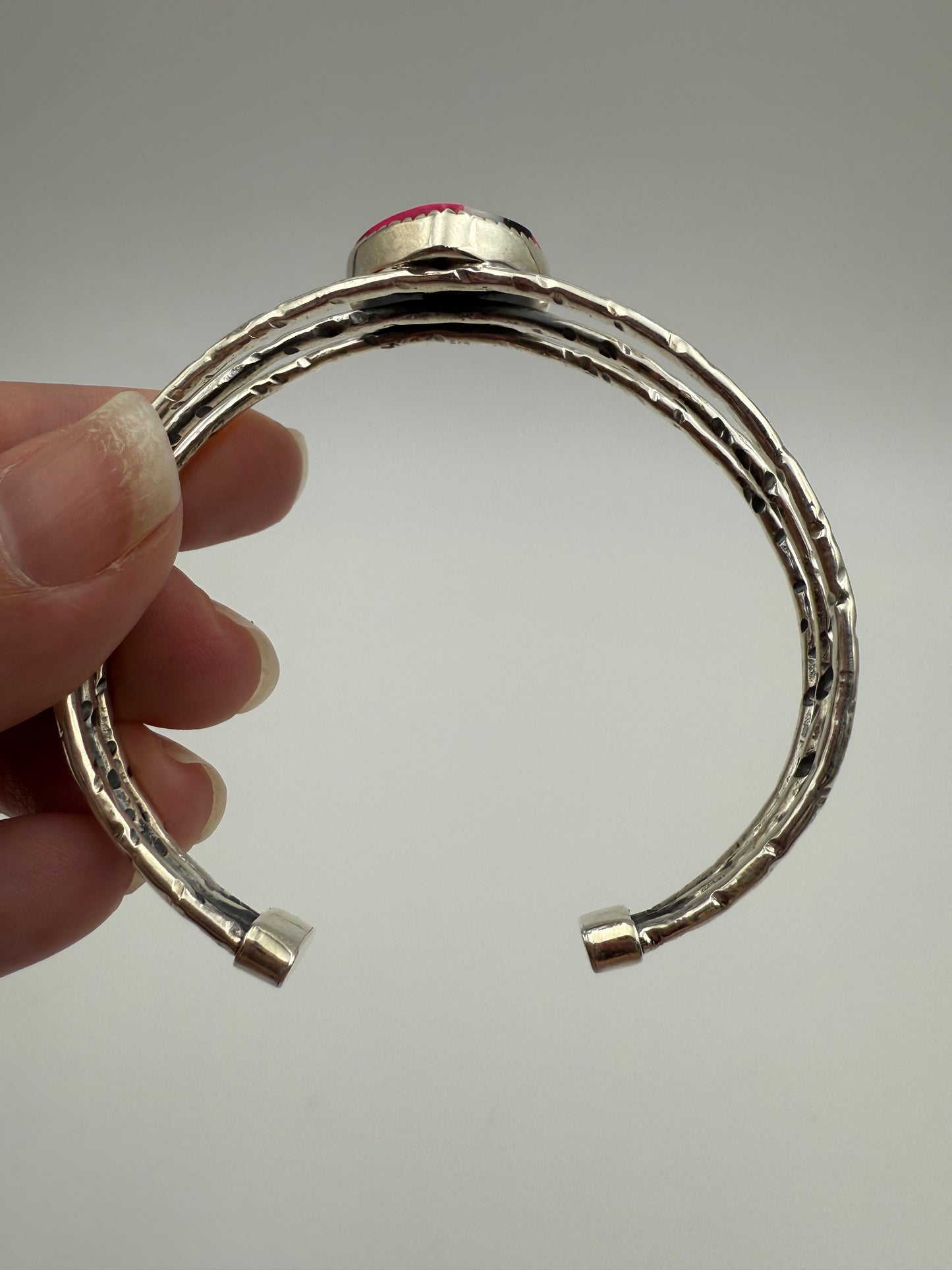 Checkered Heart Sterling Silver Cuff