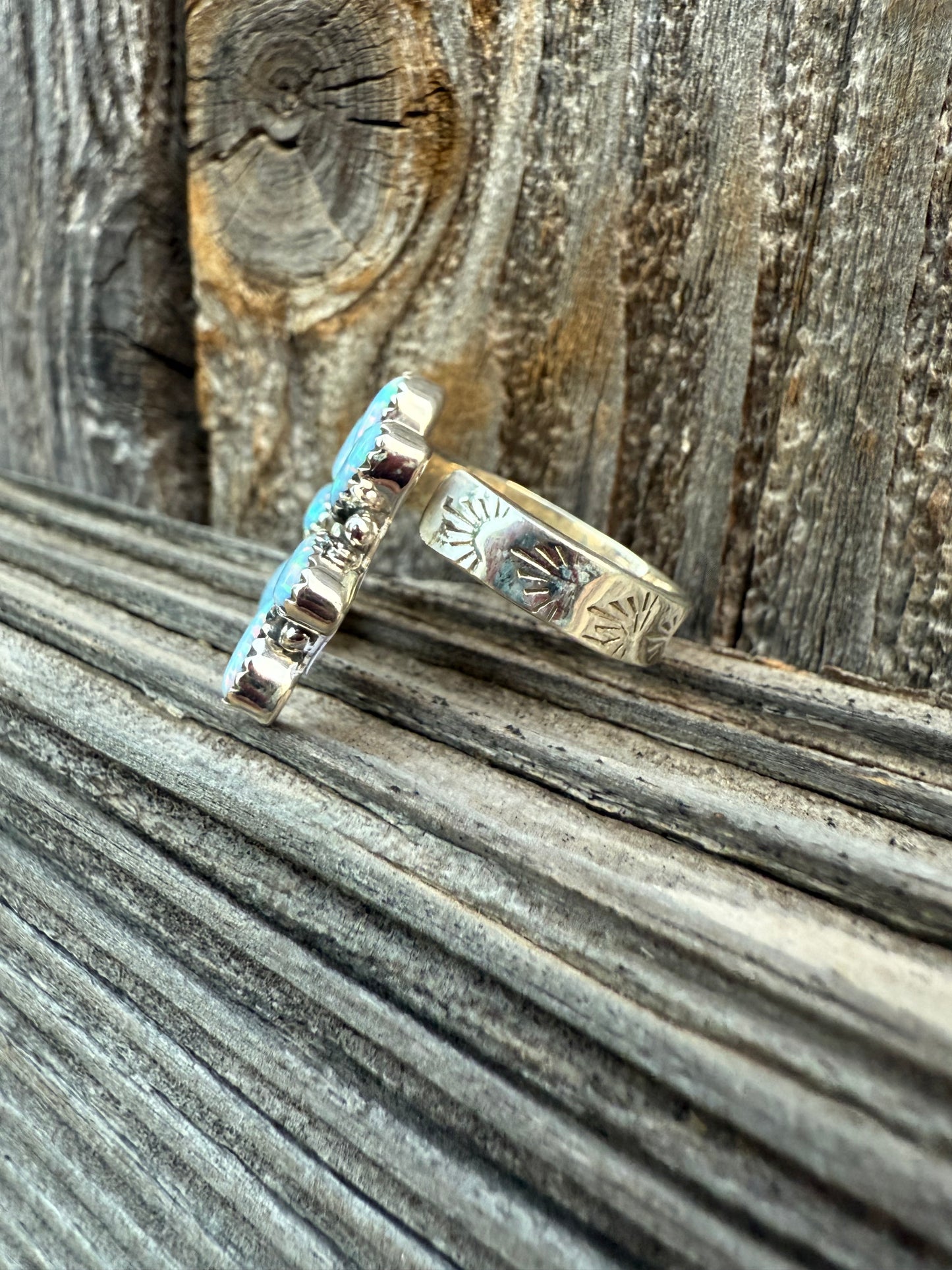 Naja Sterling Silver 925 and Fire Opal Women's Ring Adjustable