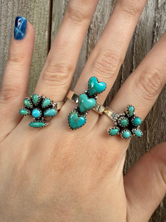 Unique Kingman Turquoise Sterling Silver Adjustable Ring