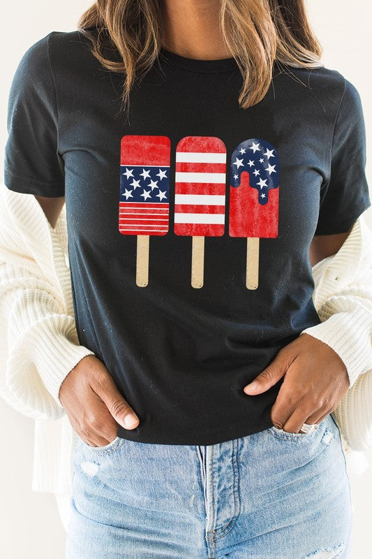 Patriotic American Flag Popsicles Graphic Tee