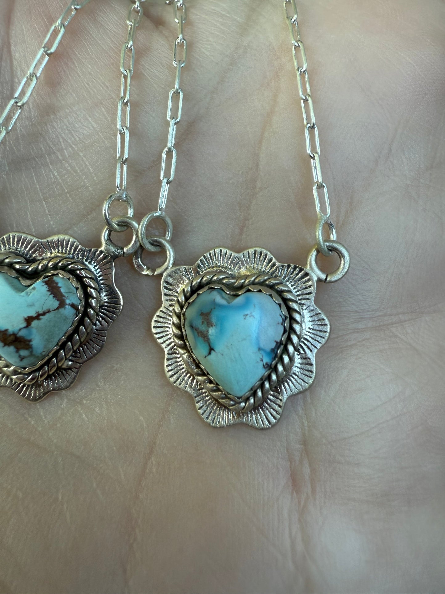 Golden Hills Turquoise Heart Paperclip Sterling Silver Chain Necklace