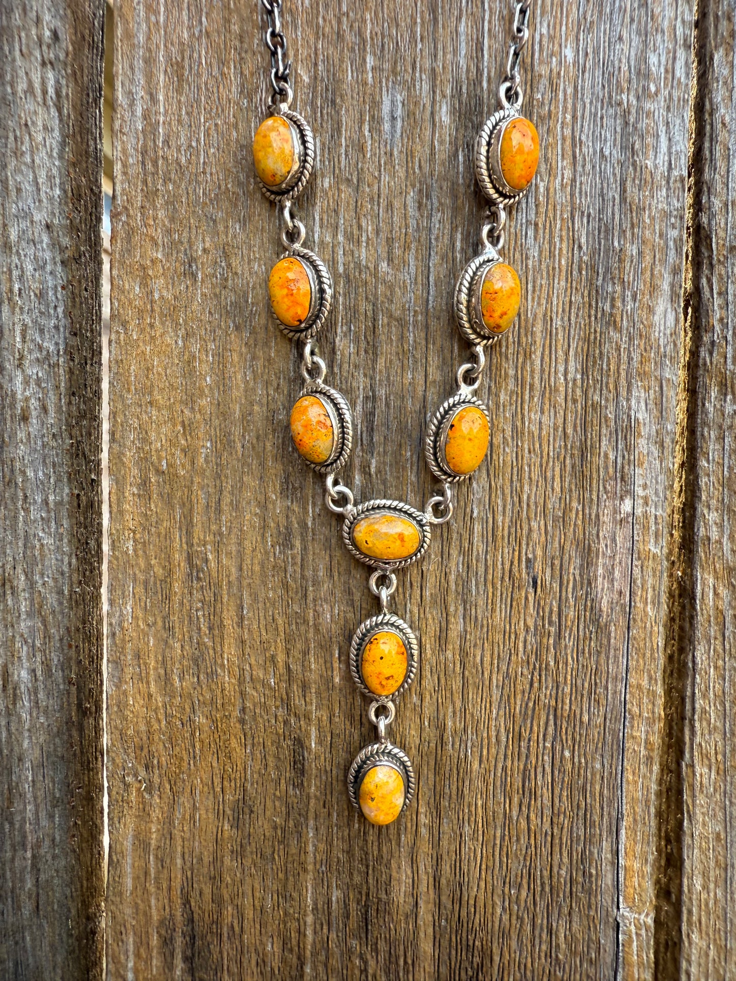 Bumblebee Jasper Elegant Lariat Sterling Silver 925 Necklace