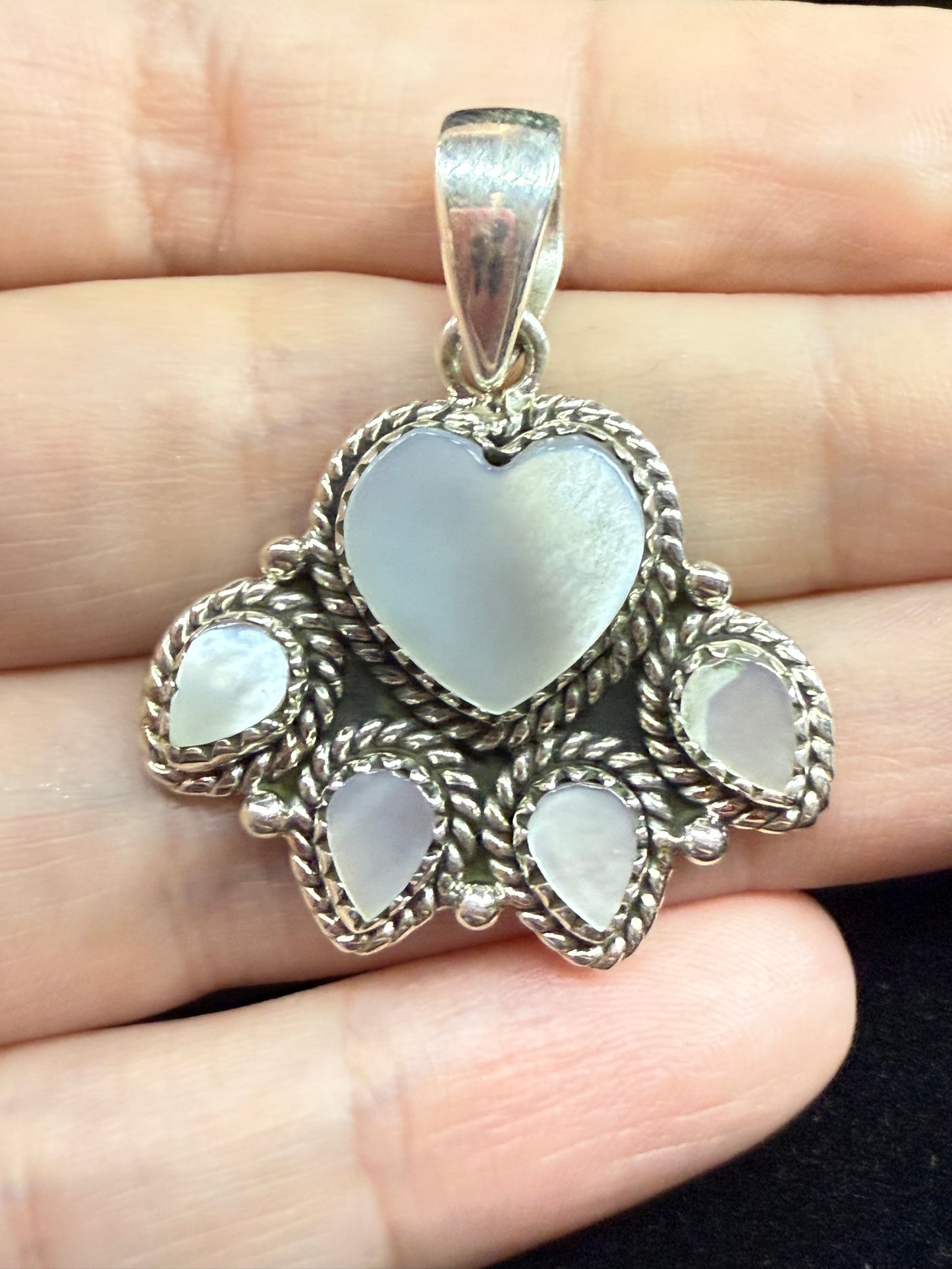 White Shell Paw Print Sterling Silver Pendant