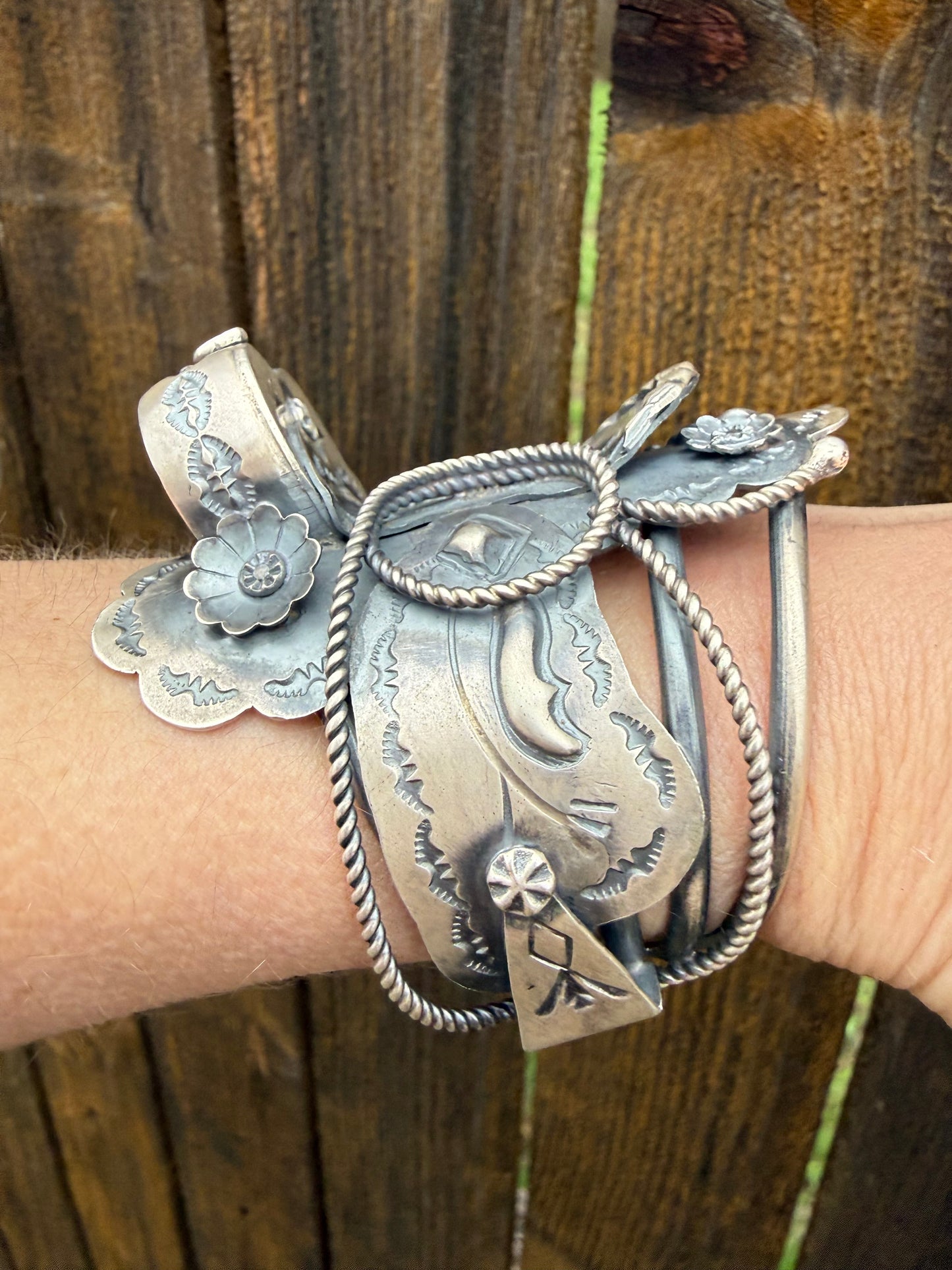 Navajo Saddle Sterling Silver Cuff By Tim Yazzie