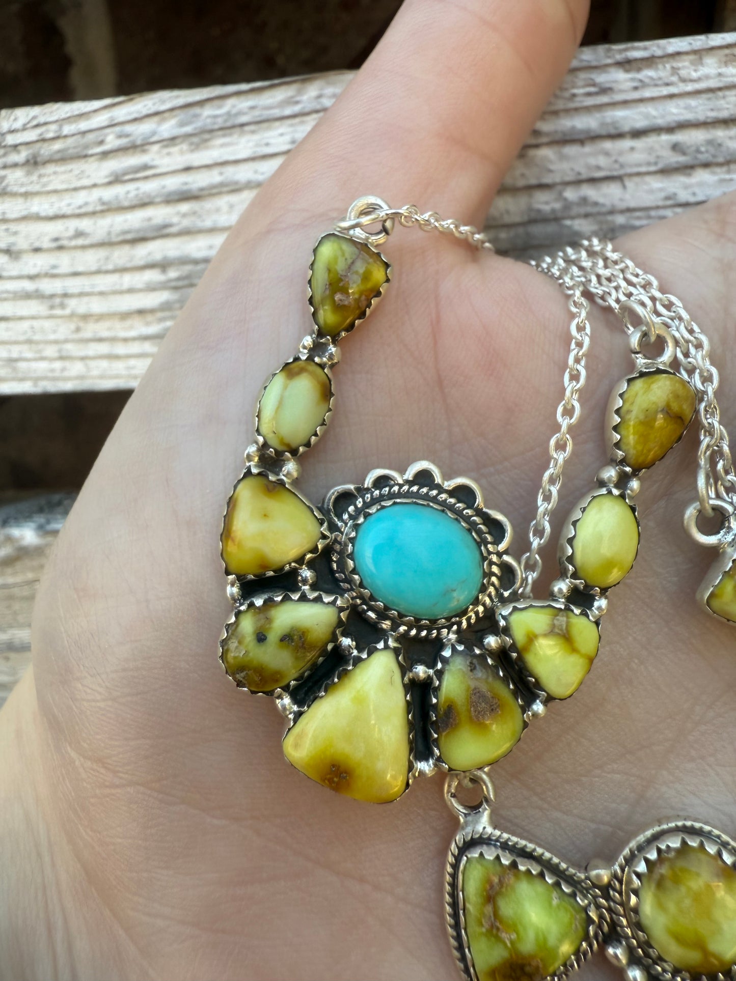 Palomino and Kingman Turquoise Sterling Silver Necklaces