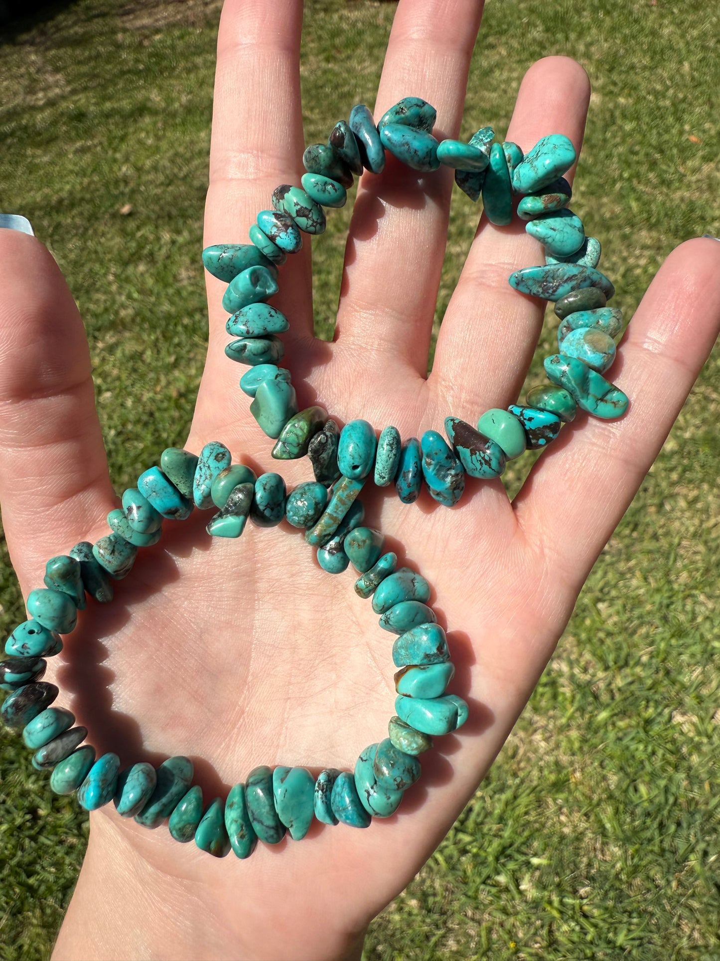 Chunky Turquoise Chip Stretch Bracelet