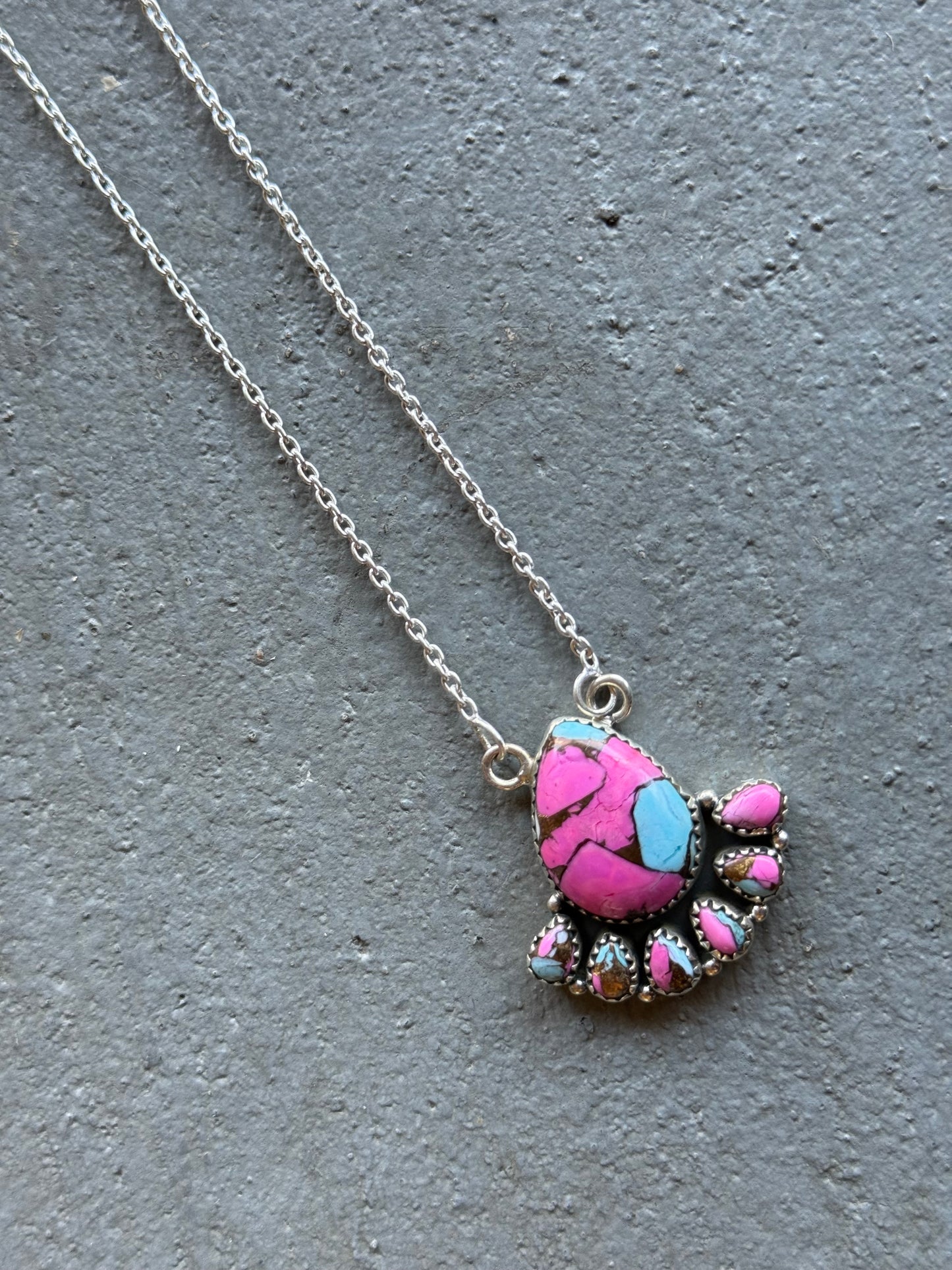 Cotton Candy Turquoise Pendant Necklace 925 Sterling Silver