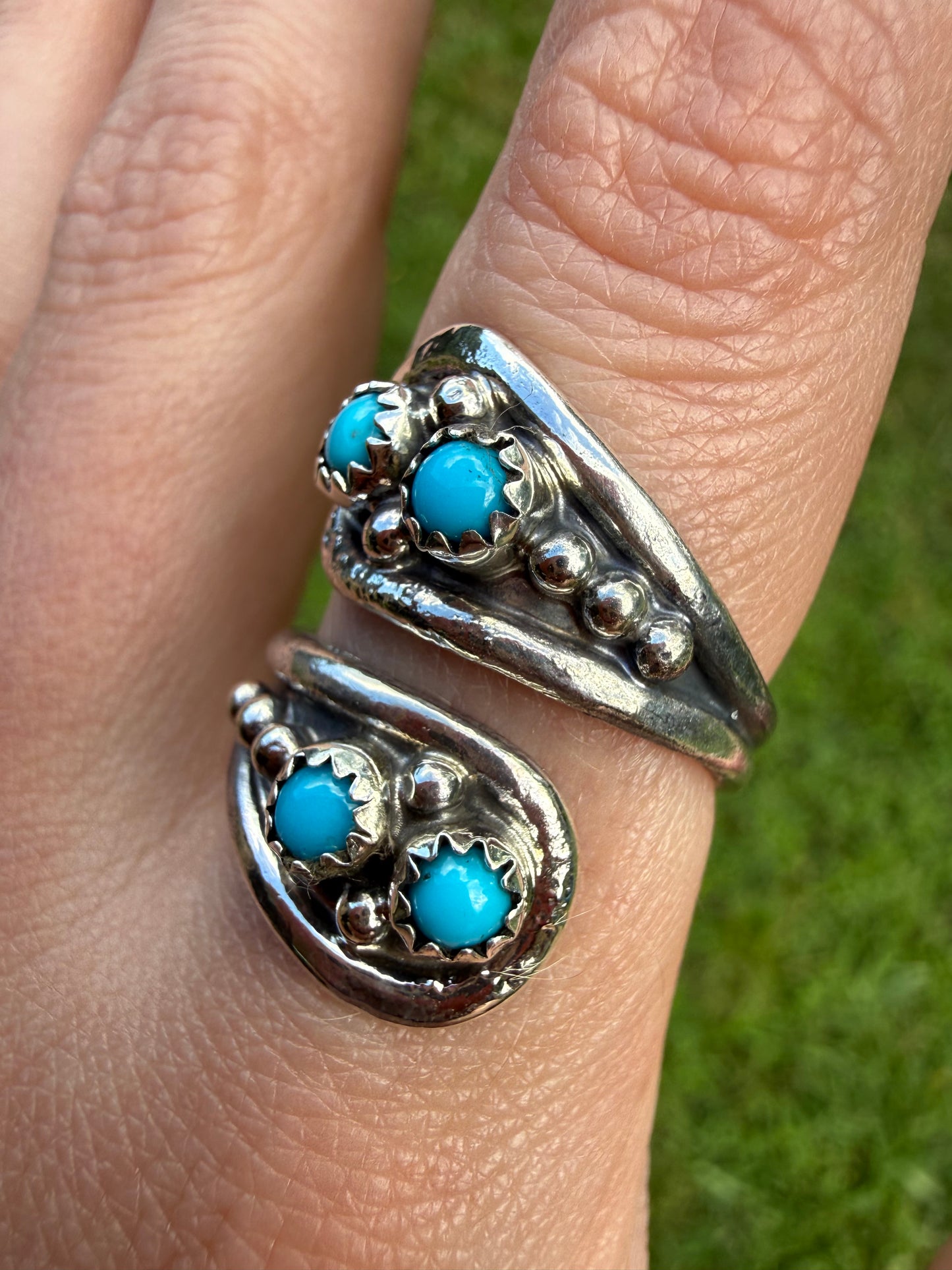 Navajo Turquoise Floater Sterling Silver Ring