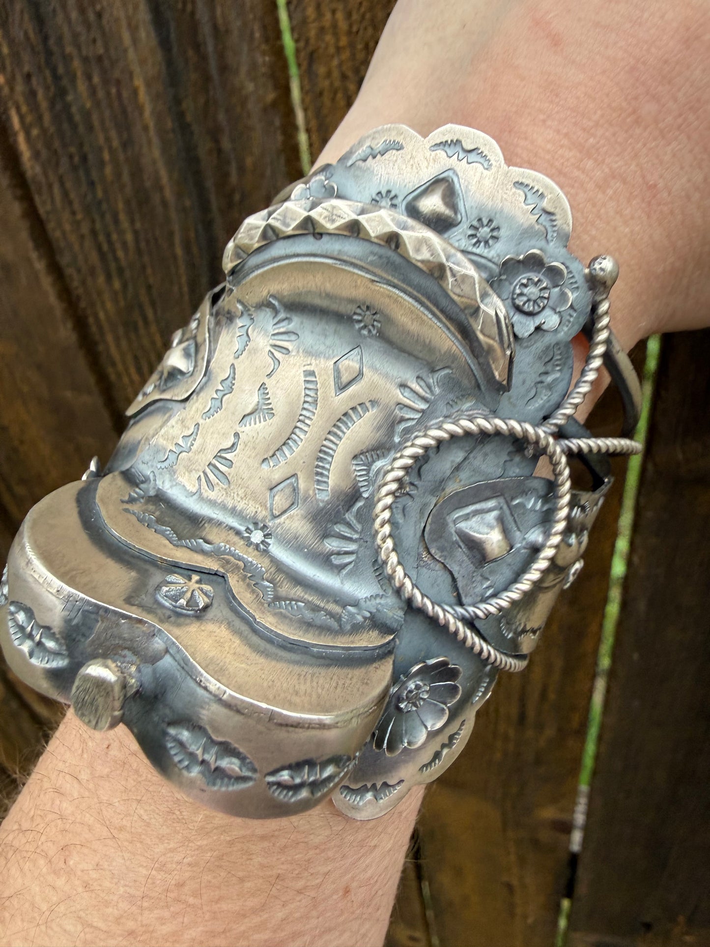 Navajo Saddle Sterling Silver Cuff By Tim Yazzie