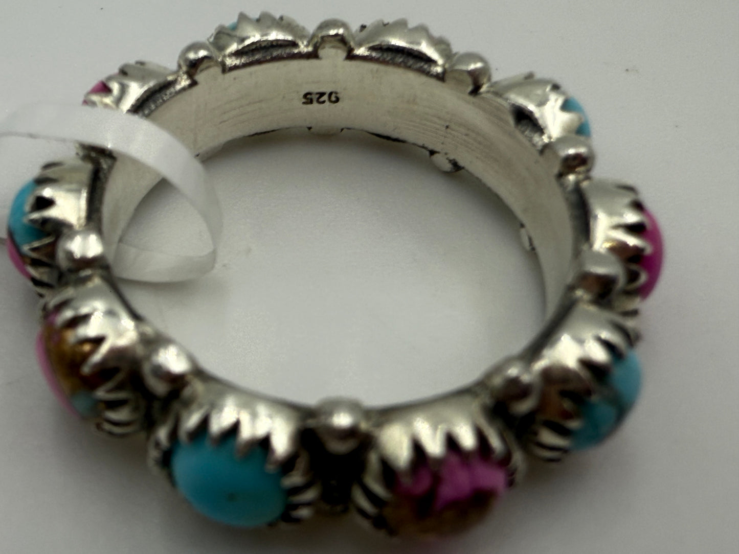 Cotton Candy Turquoise Sterling Silver Infinity Ring