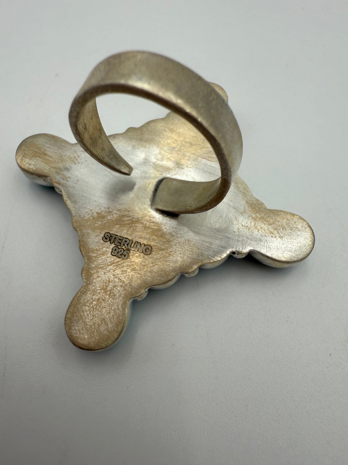 Turquoise Starburst Cluster Adjustable Sterling Silver Ring