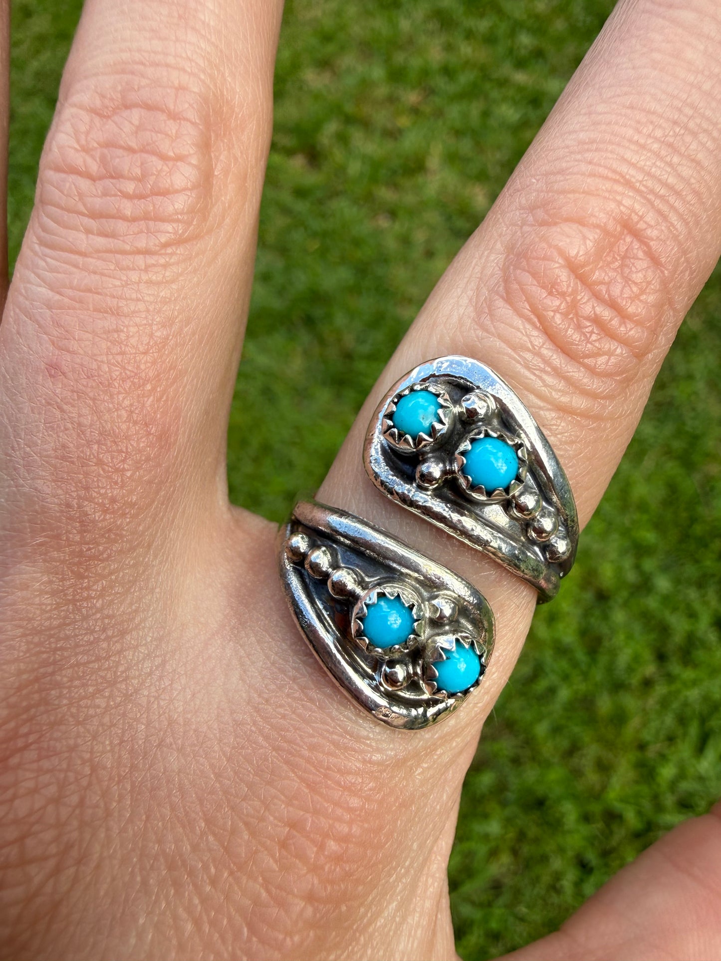 Navajo Turquoise Floater Sterling Silver Ring
