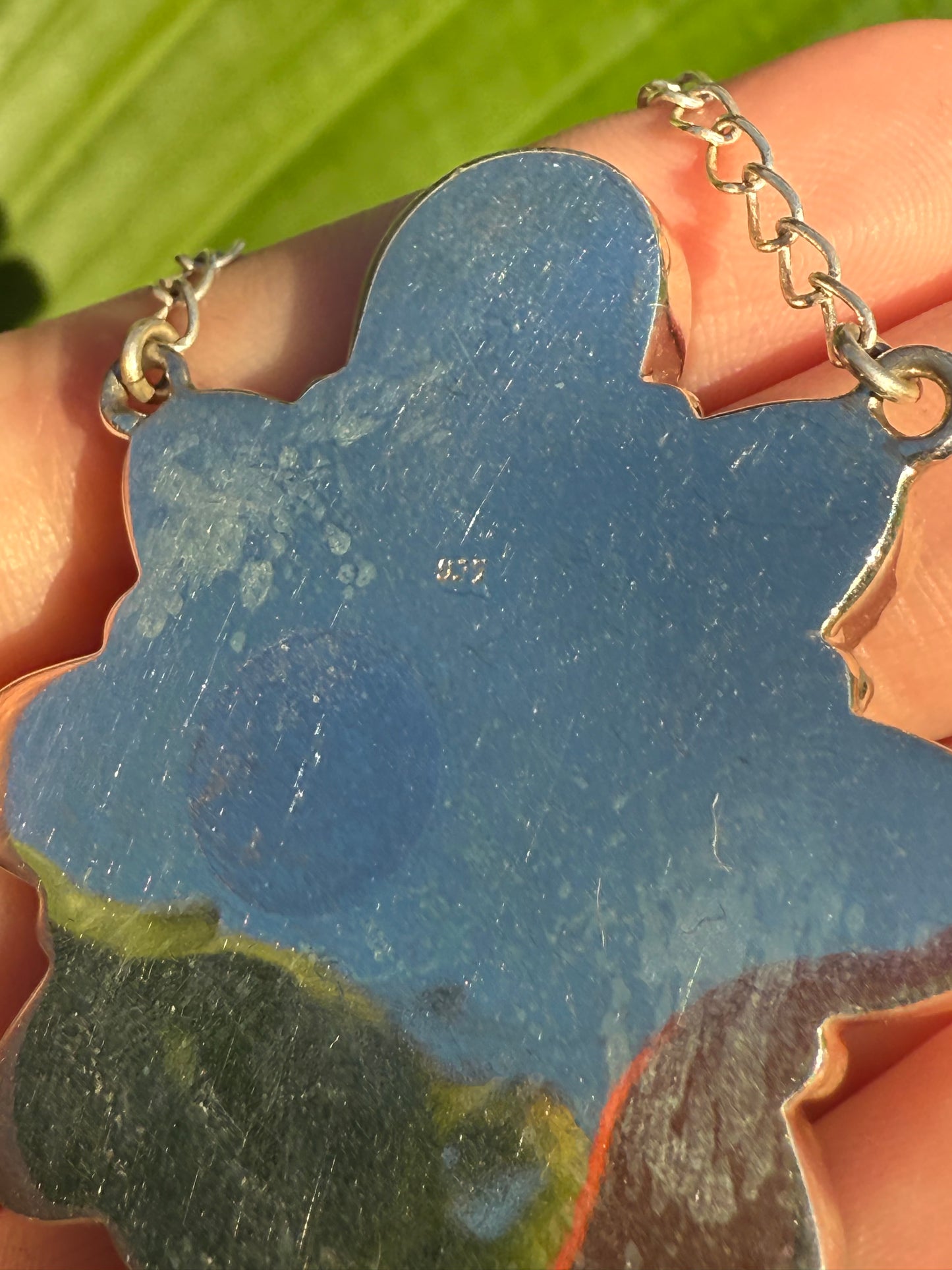 Peacock Dahlia Turquoise and Green Stone Flower 925 Sterling Silver Necklace