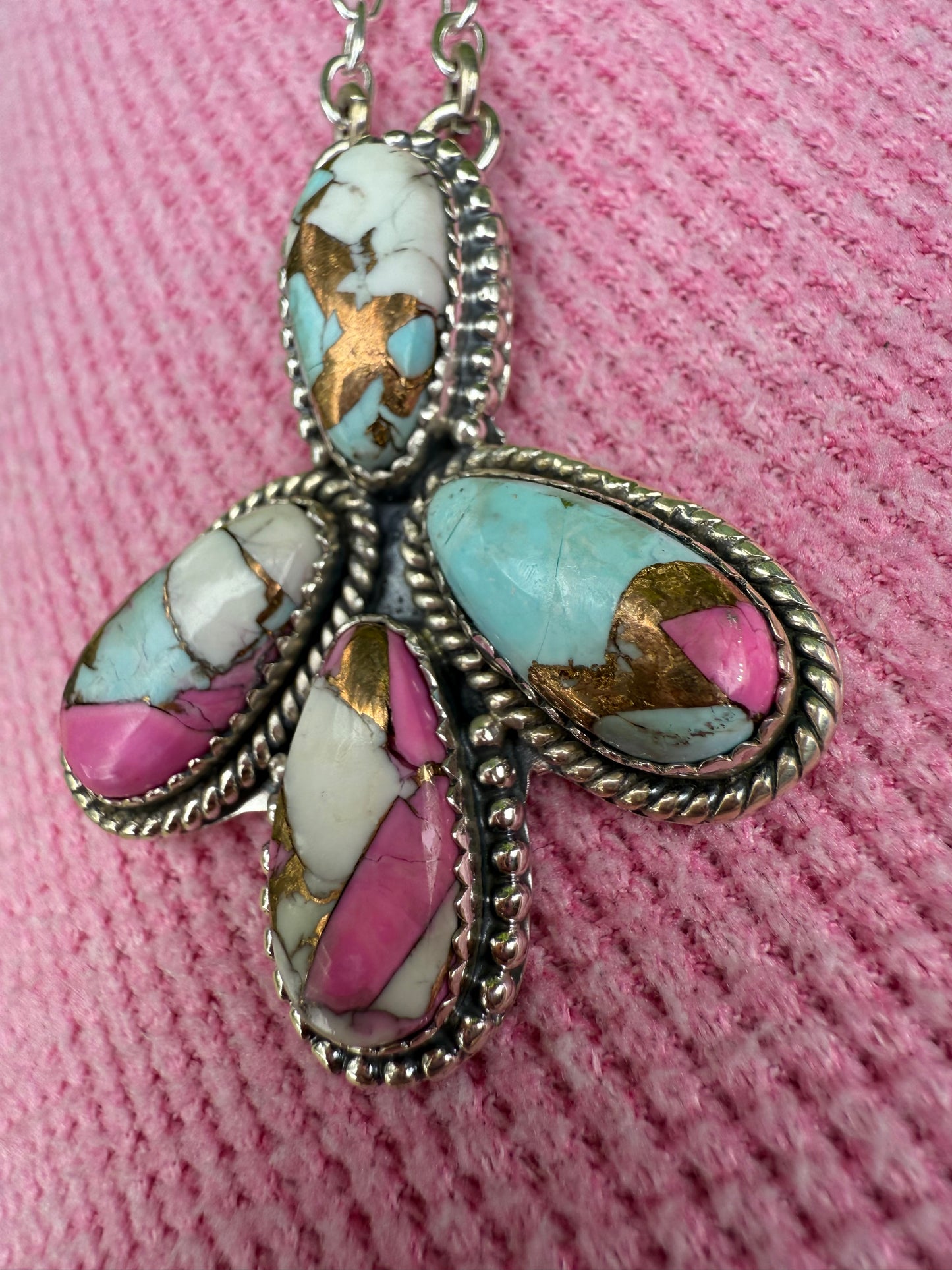 Cotton Candy Sterling Silver 925 Statement Necklace