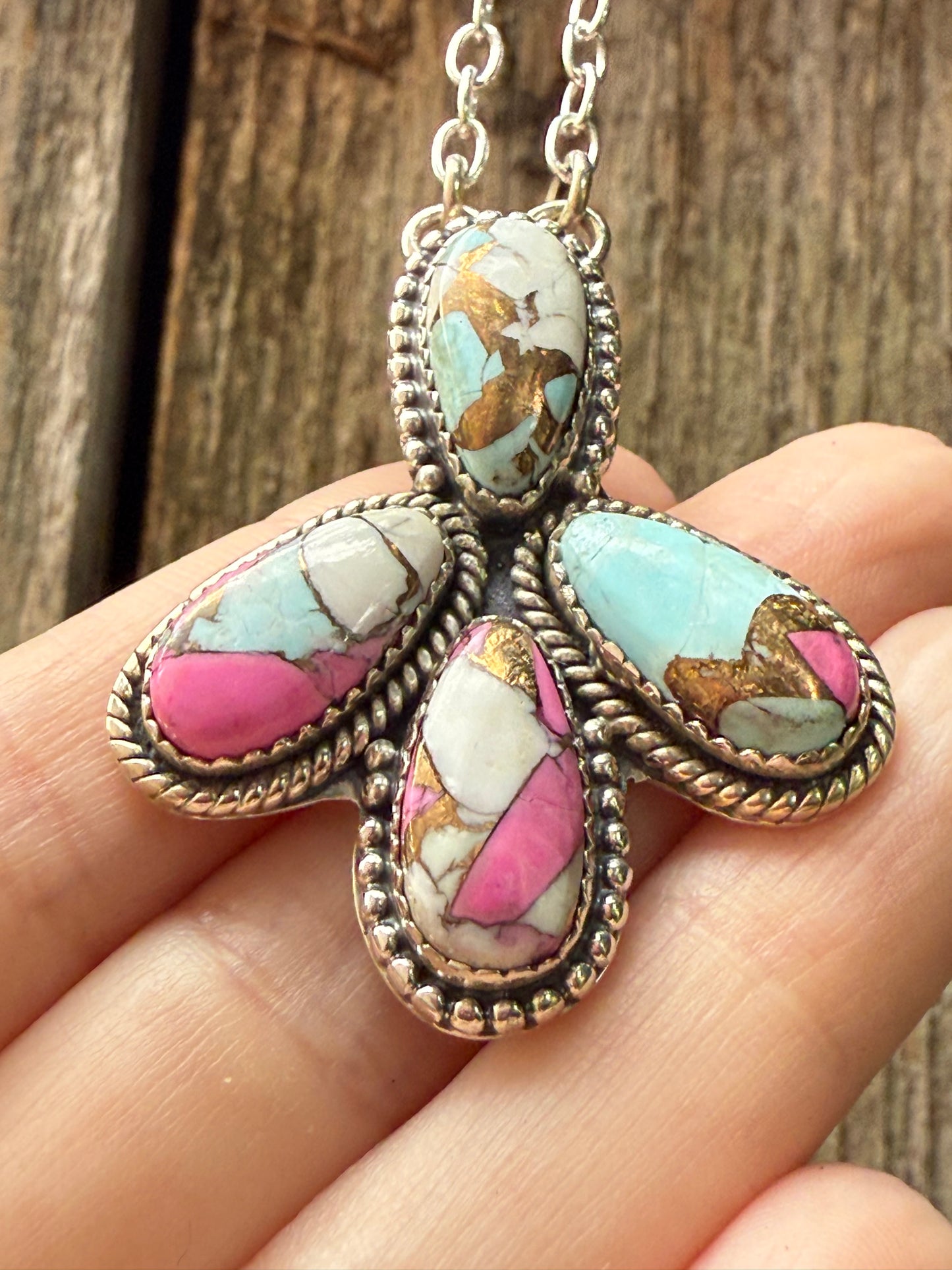 Cotton Candy Sterling Silver 925 Statement Necklace