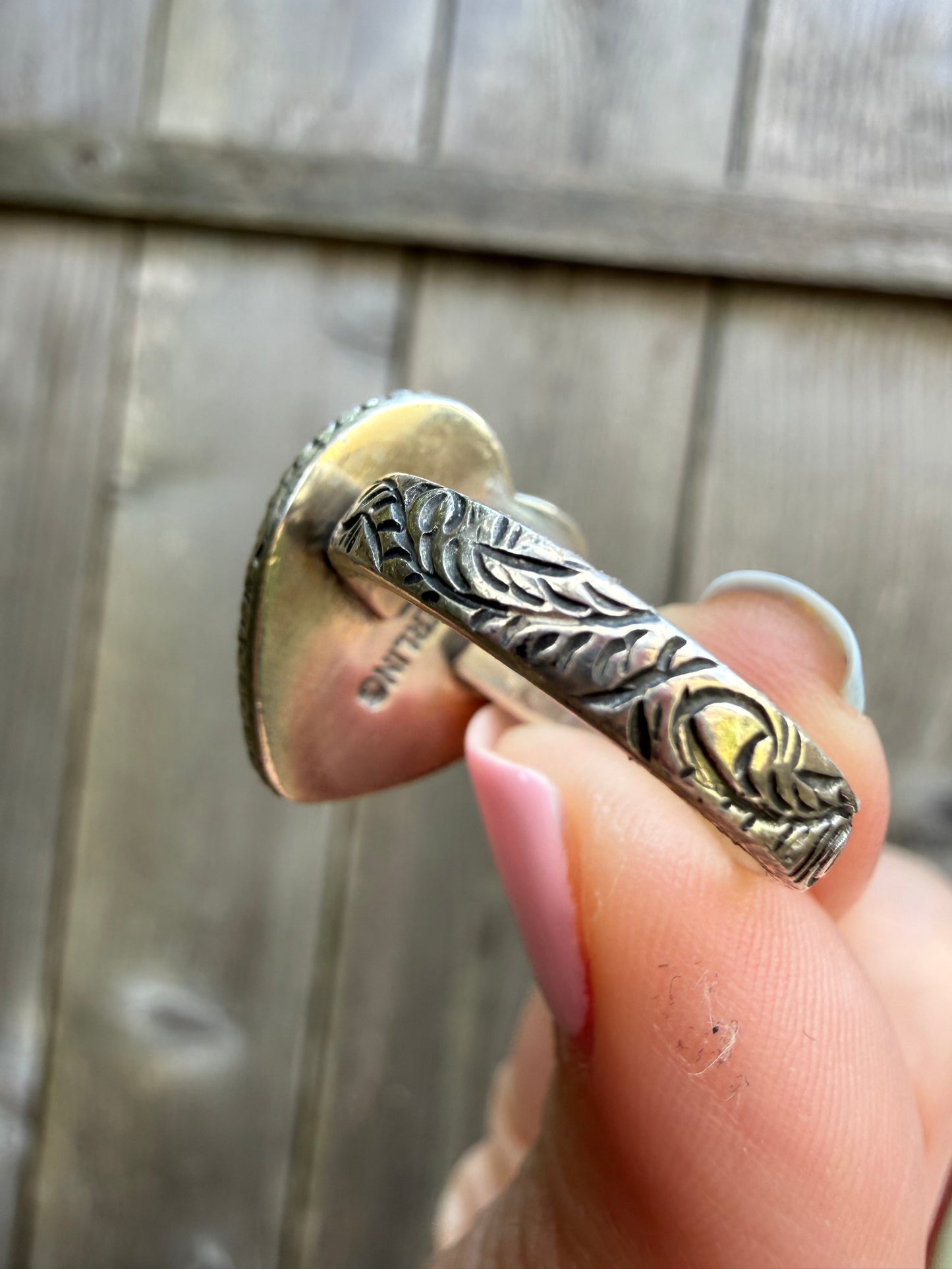 Pink Conch Heart Sterling Silver Ring - Size 7