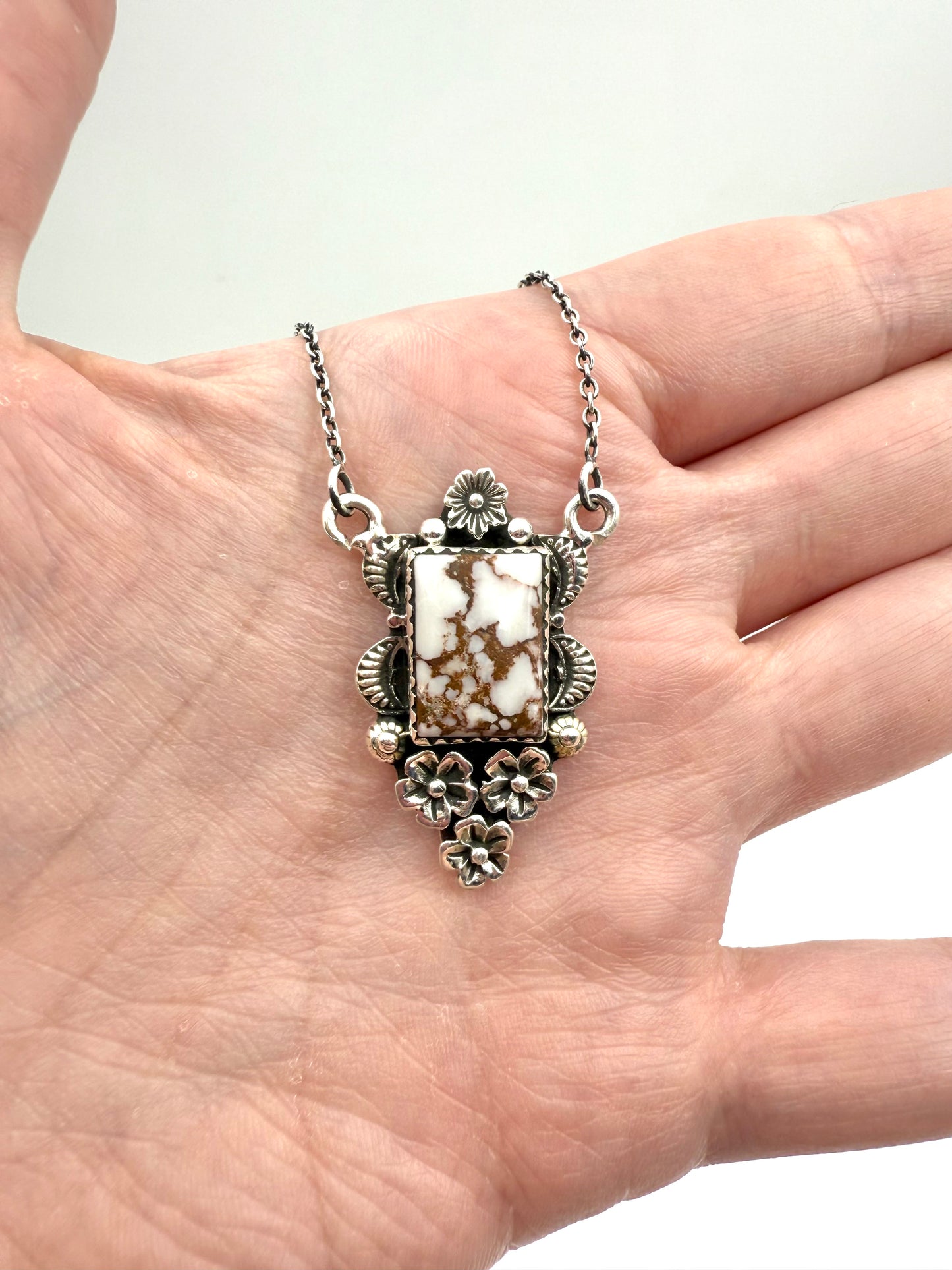 Wild Horse Gemstone Flower Accent Necklace