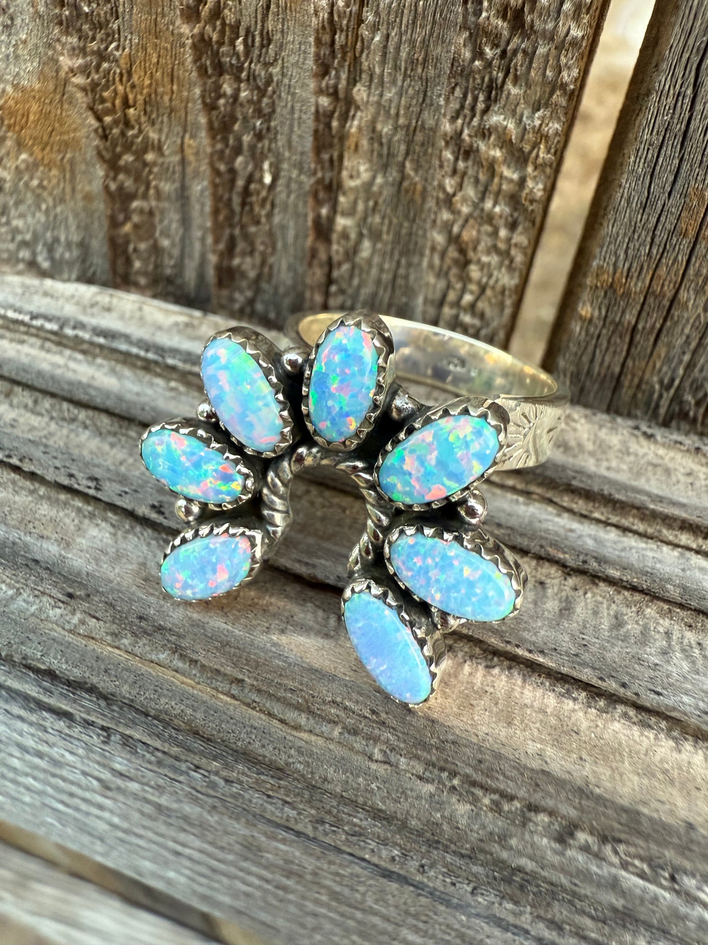 Naja Sterling Silver 925 and Fire Opal Women's Ring Adjustable