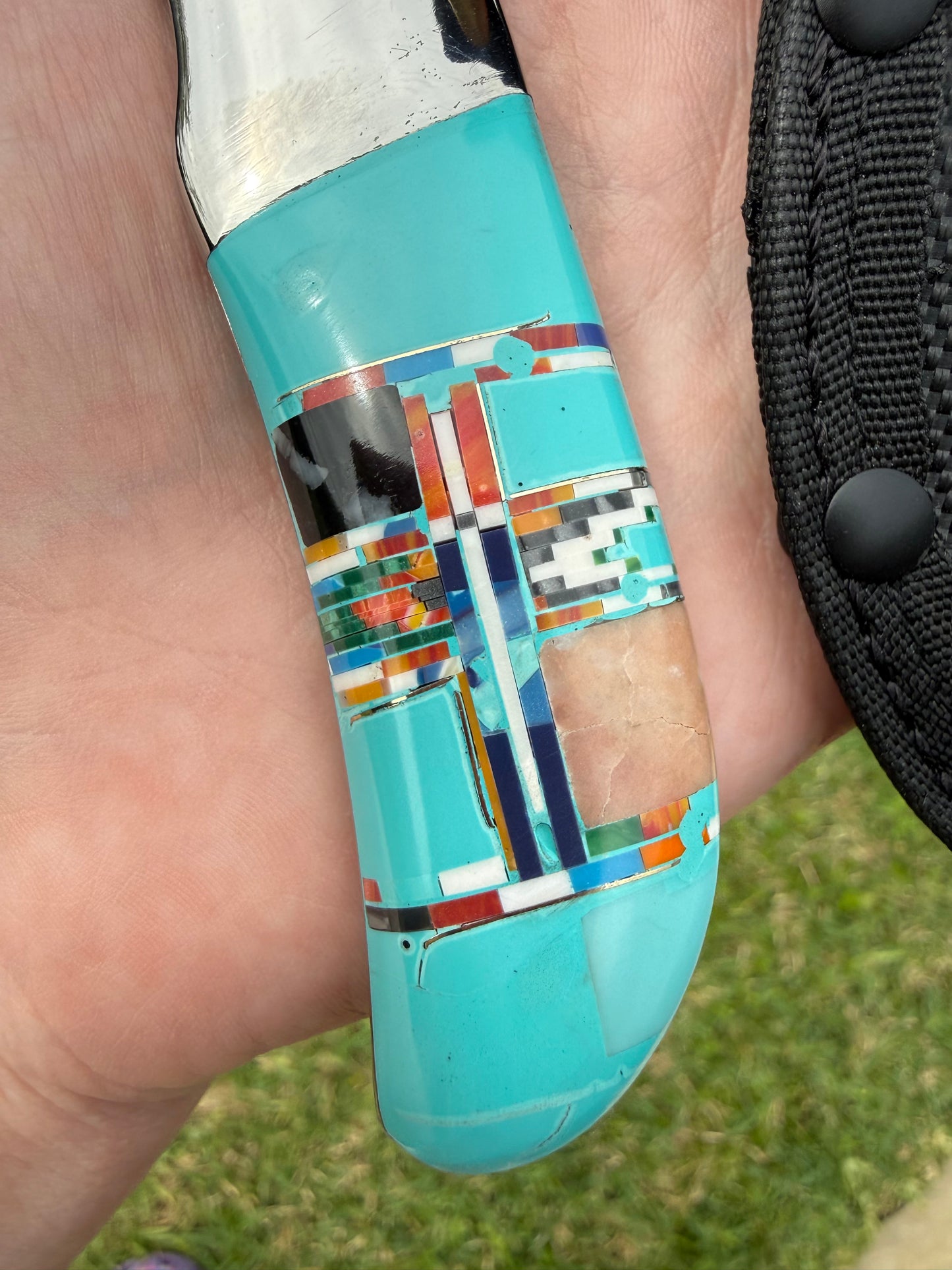 Turquoise Multi Stone Inlayed Knife and Sheath Carrying Case