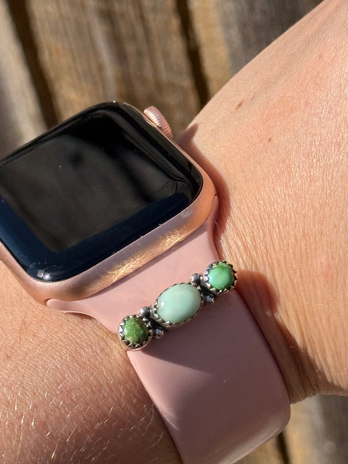 Paloma and Emerald Jasper Apple Smartwatch Charm Green Stone 925 Sterling