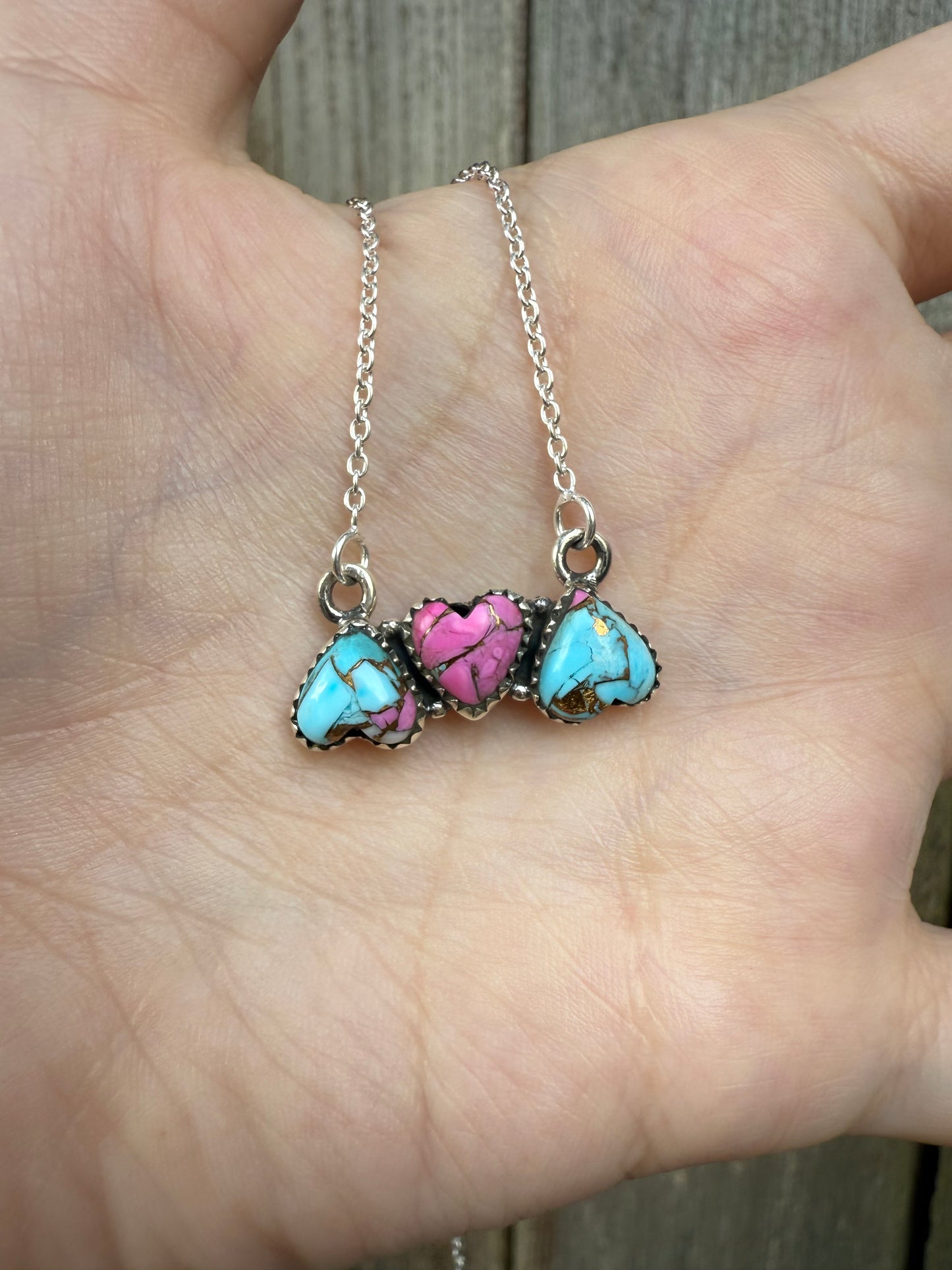 Cotton Candy Turquoise Bar Sterling Silver Necklace