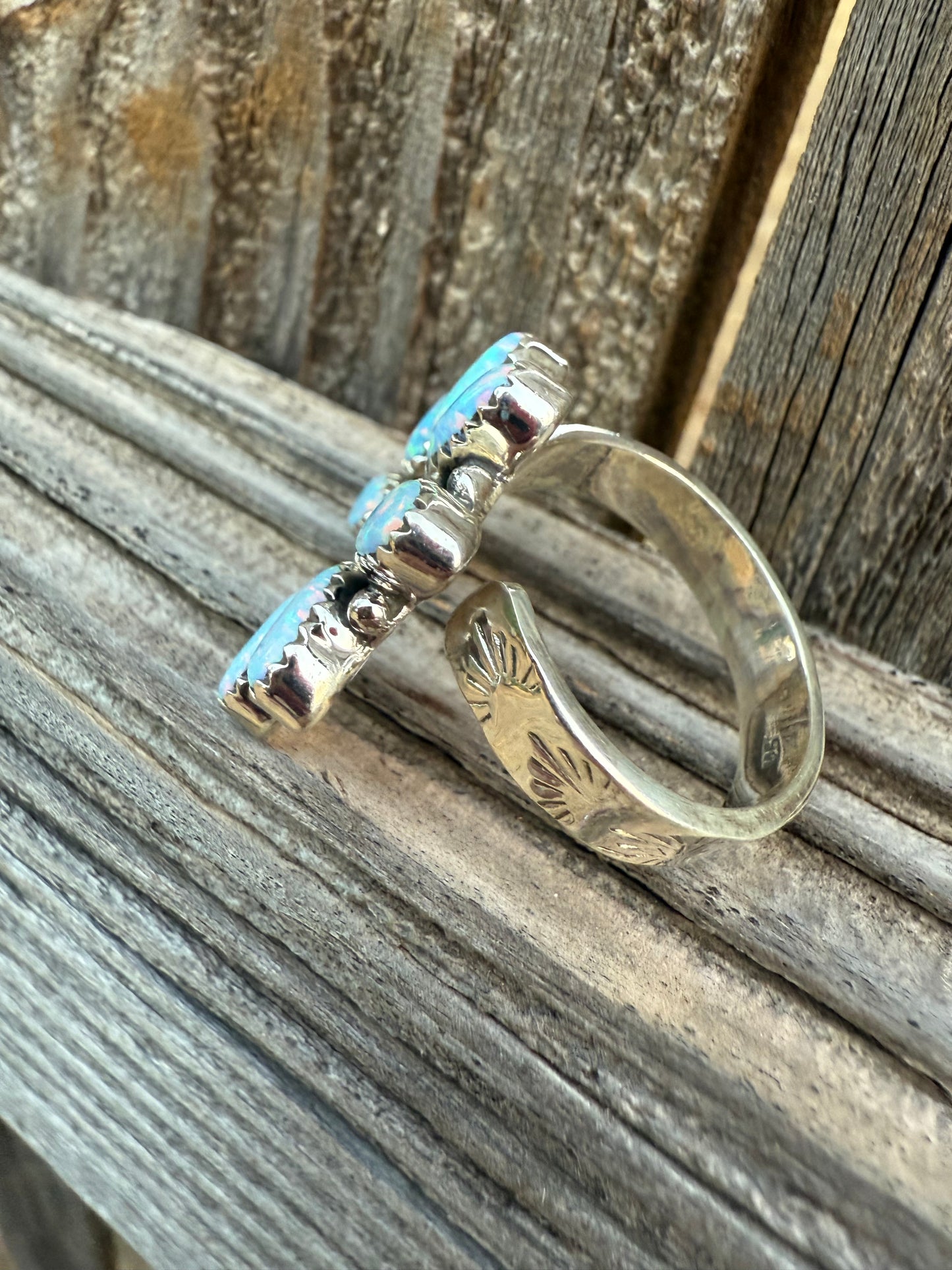 Naja Sterling Silver 925 and Fire Opal Women's Ring Adjustable