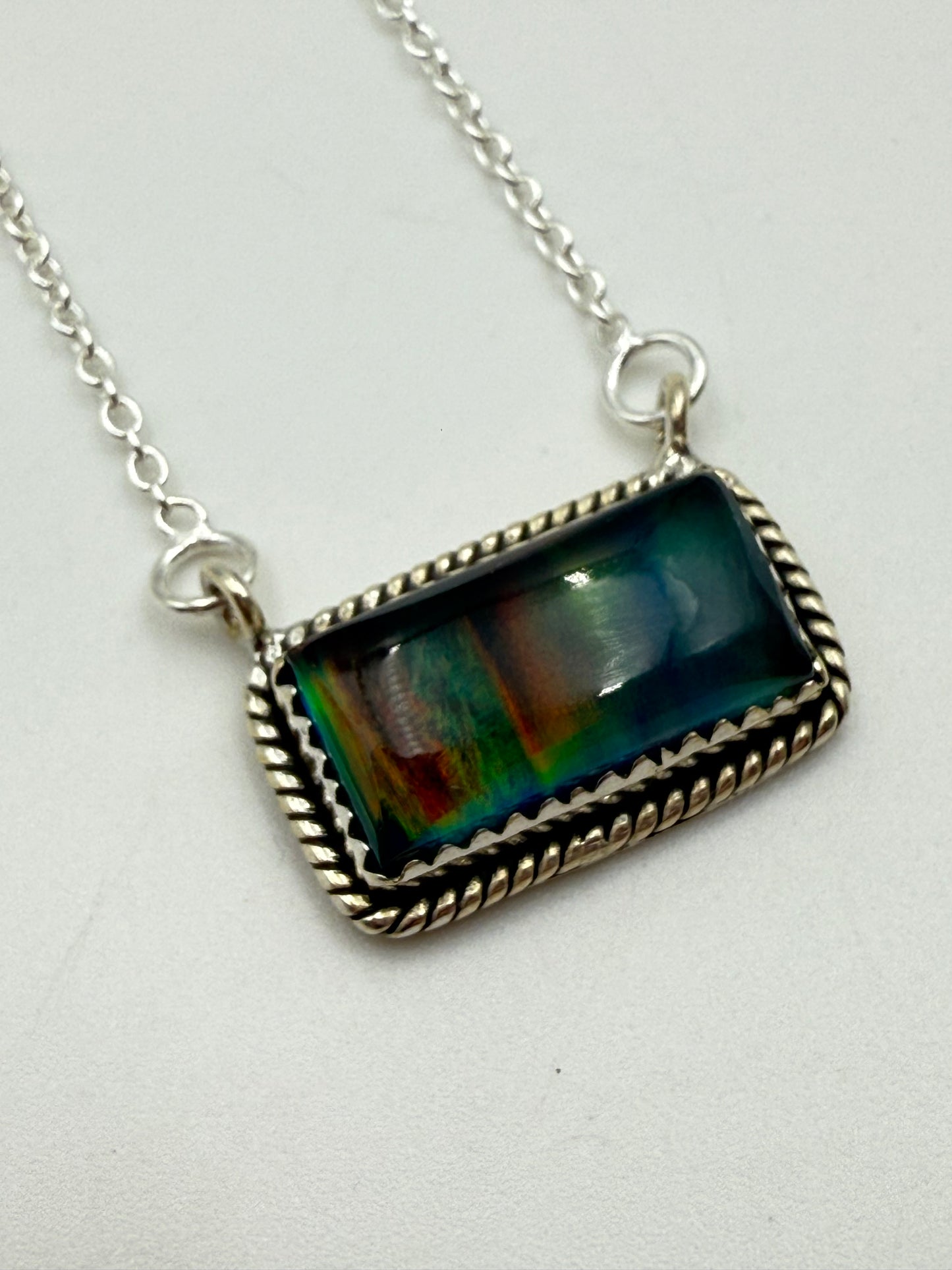 Aurora Opal Sterling Silver Bar Necklaces