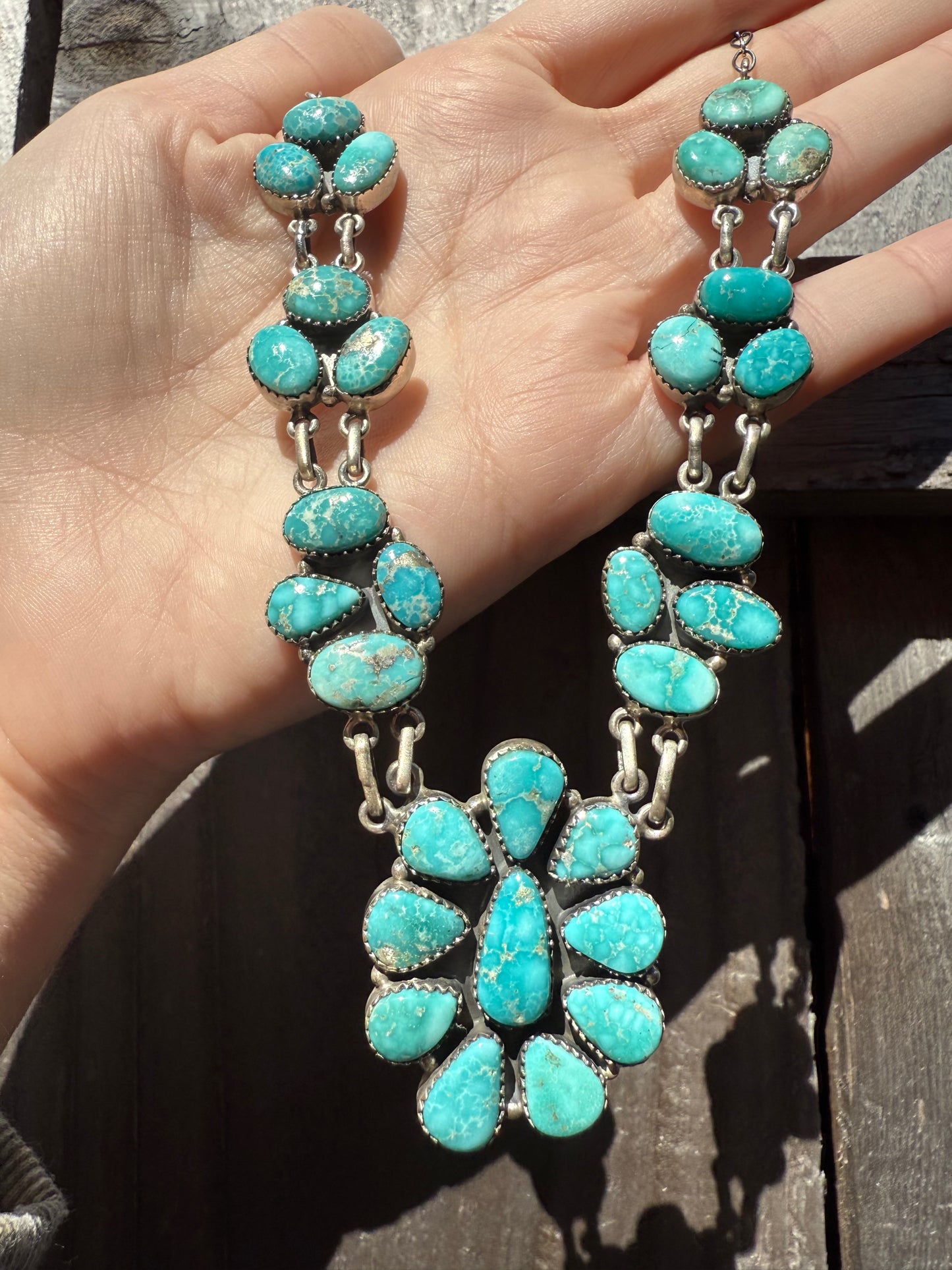 White Water Full Flower Statement Sterling Silver Necklace